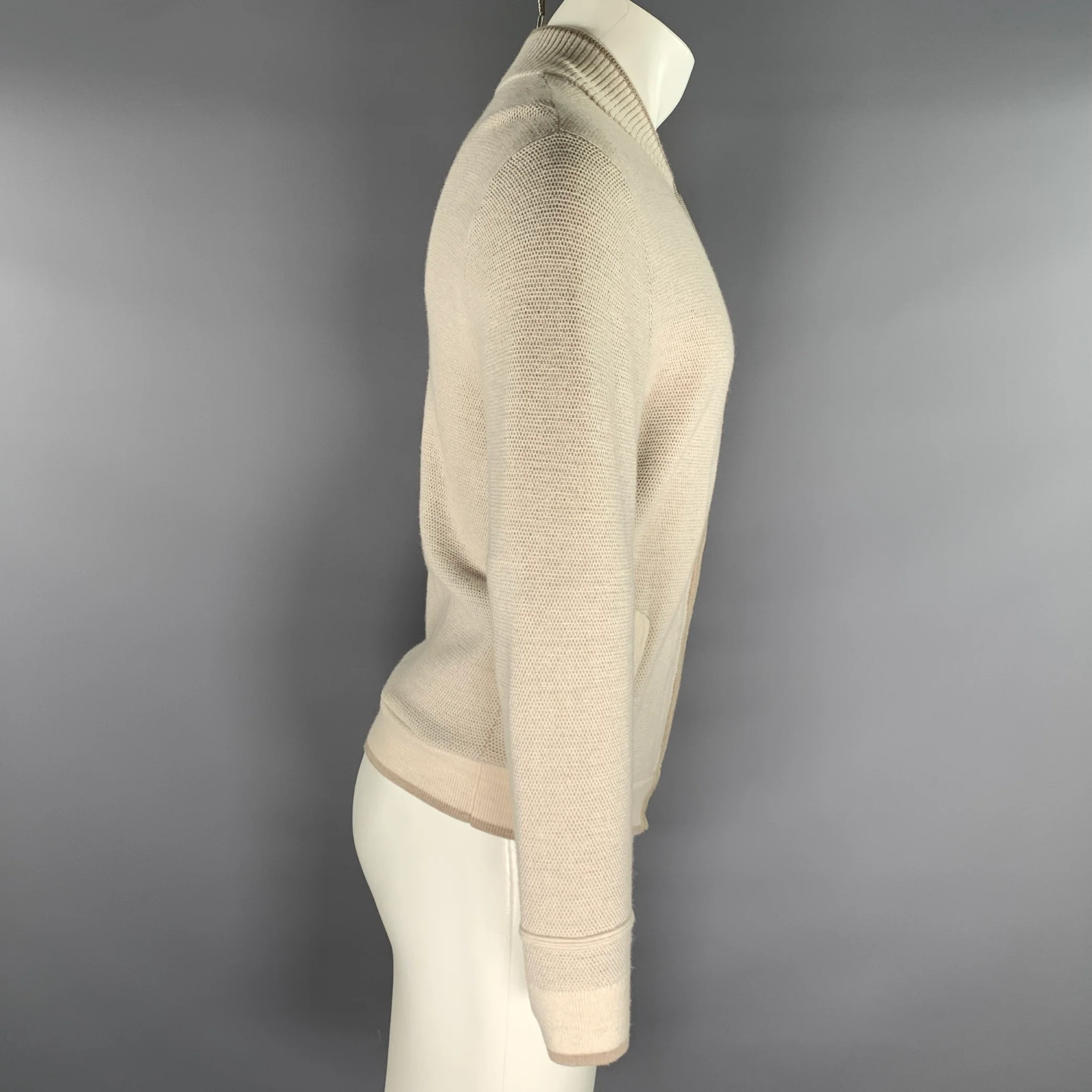HART SCHAFFNER MARX Size M Cream Knit Wool Zip Up Jacket - Image 2