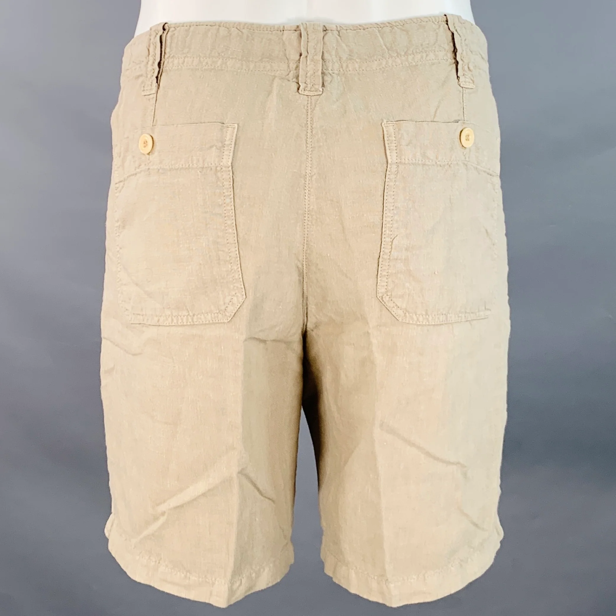 HARTFORD Size 32 Tan Linen Drawstring Shorts - Image 2
