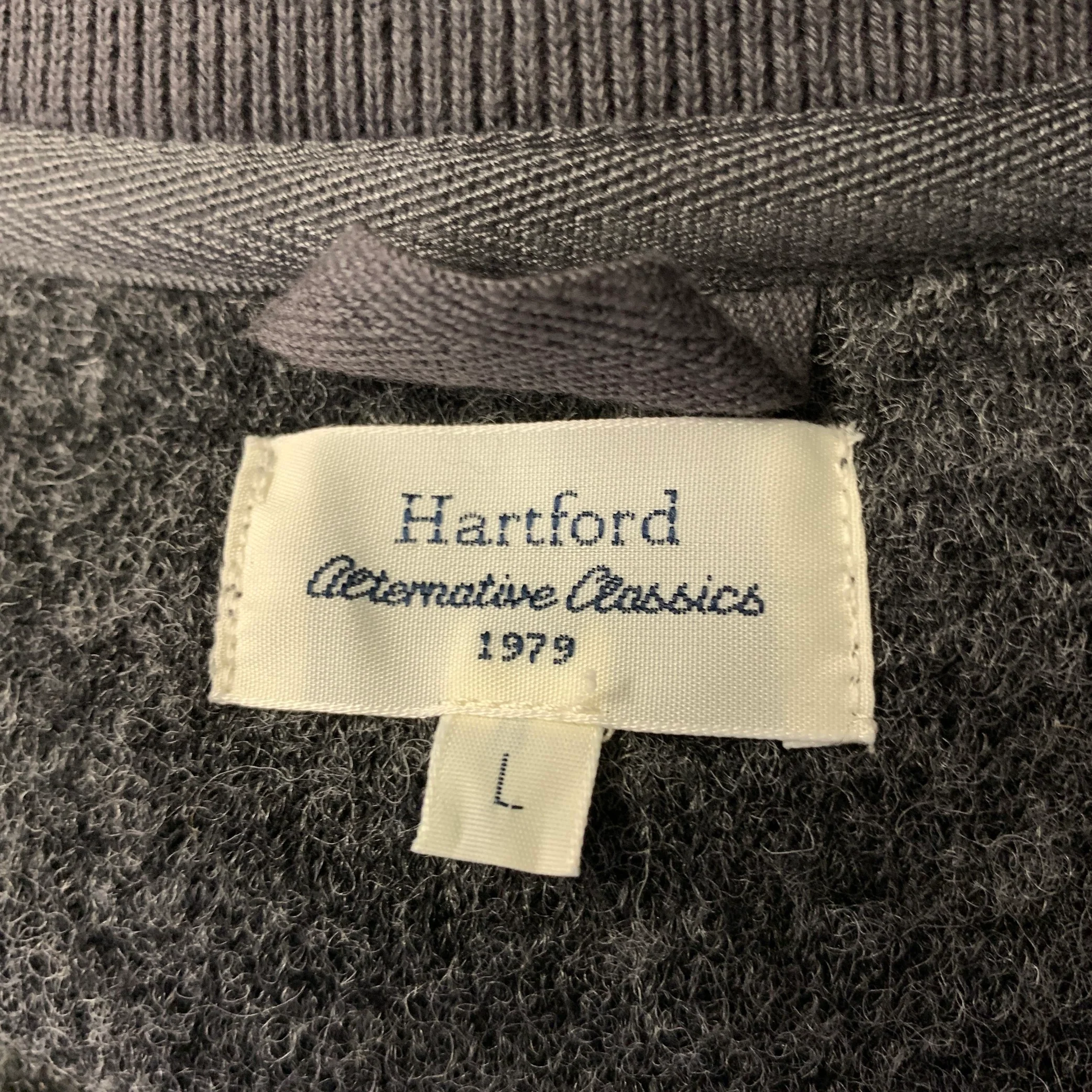 HARTFORD Size L Grey Textured Wool Blend Bomber Jacket - Image 5