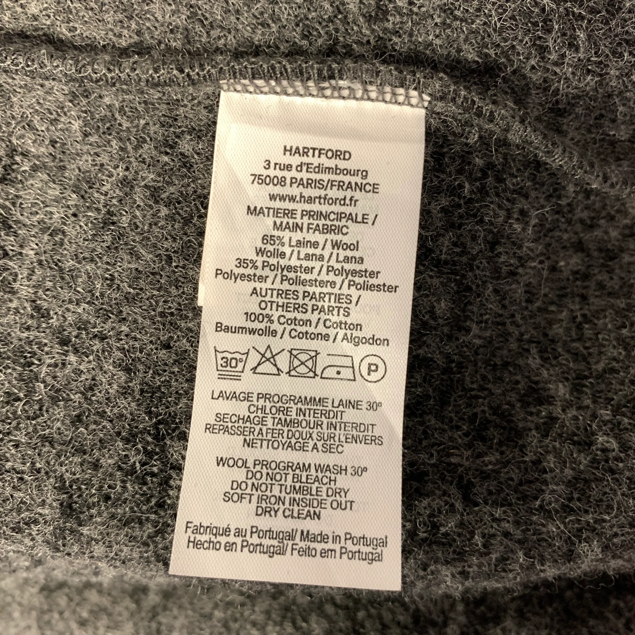 HARTFORD Size L Grey Textured Wool Blend Bomber Jacket - Image 6