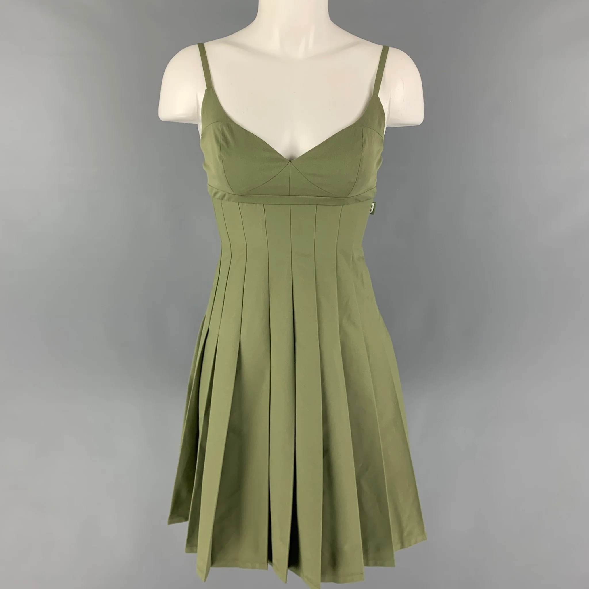 HEAVEN by MARC JACOBS Size S Green Olive Pleated Dress
