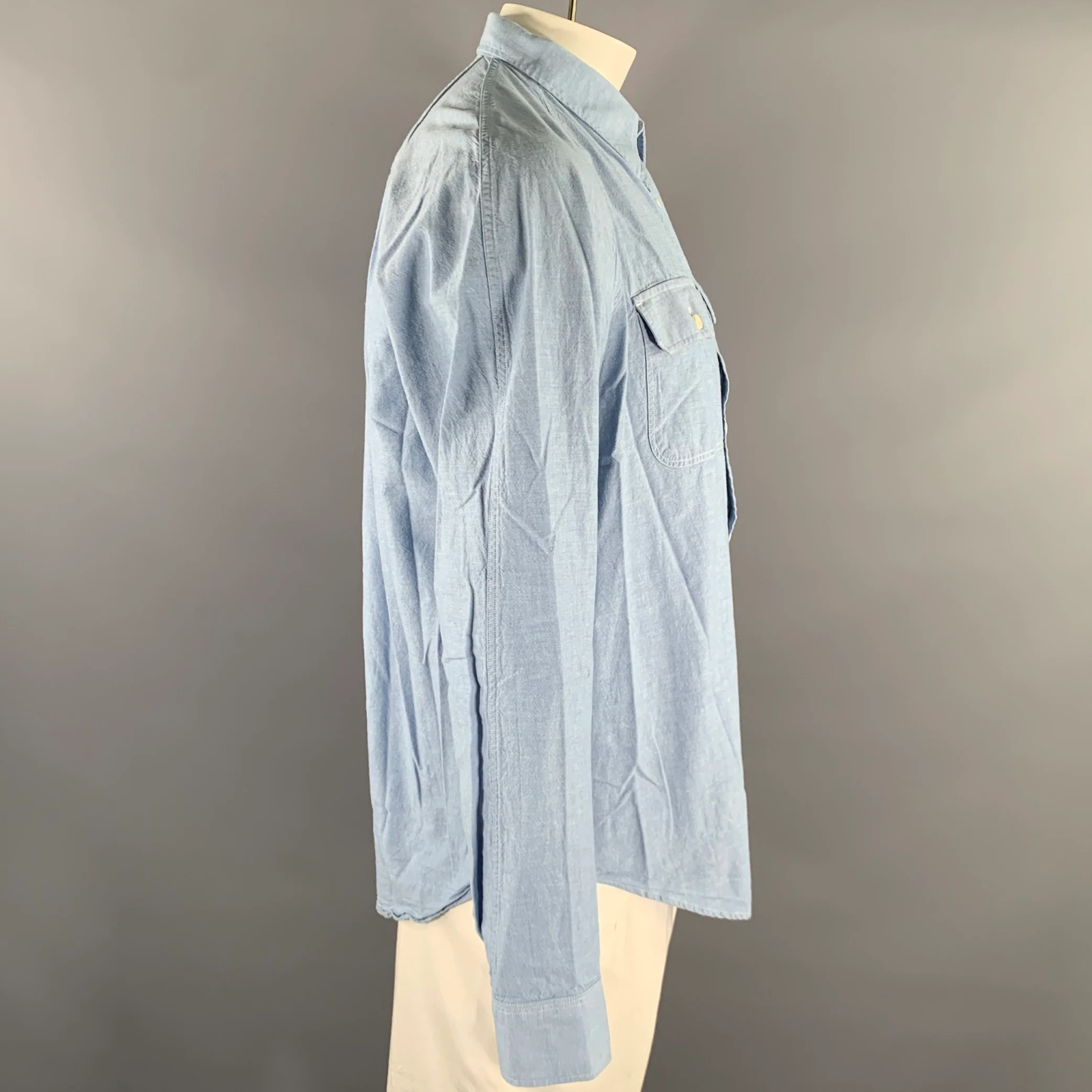 HEIMAT Size L Blue Heather Raglan Long Sleeve Shirt - Image 3