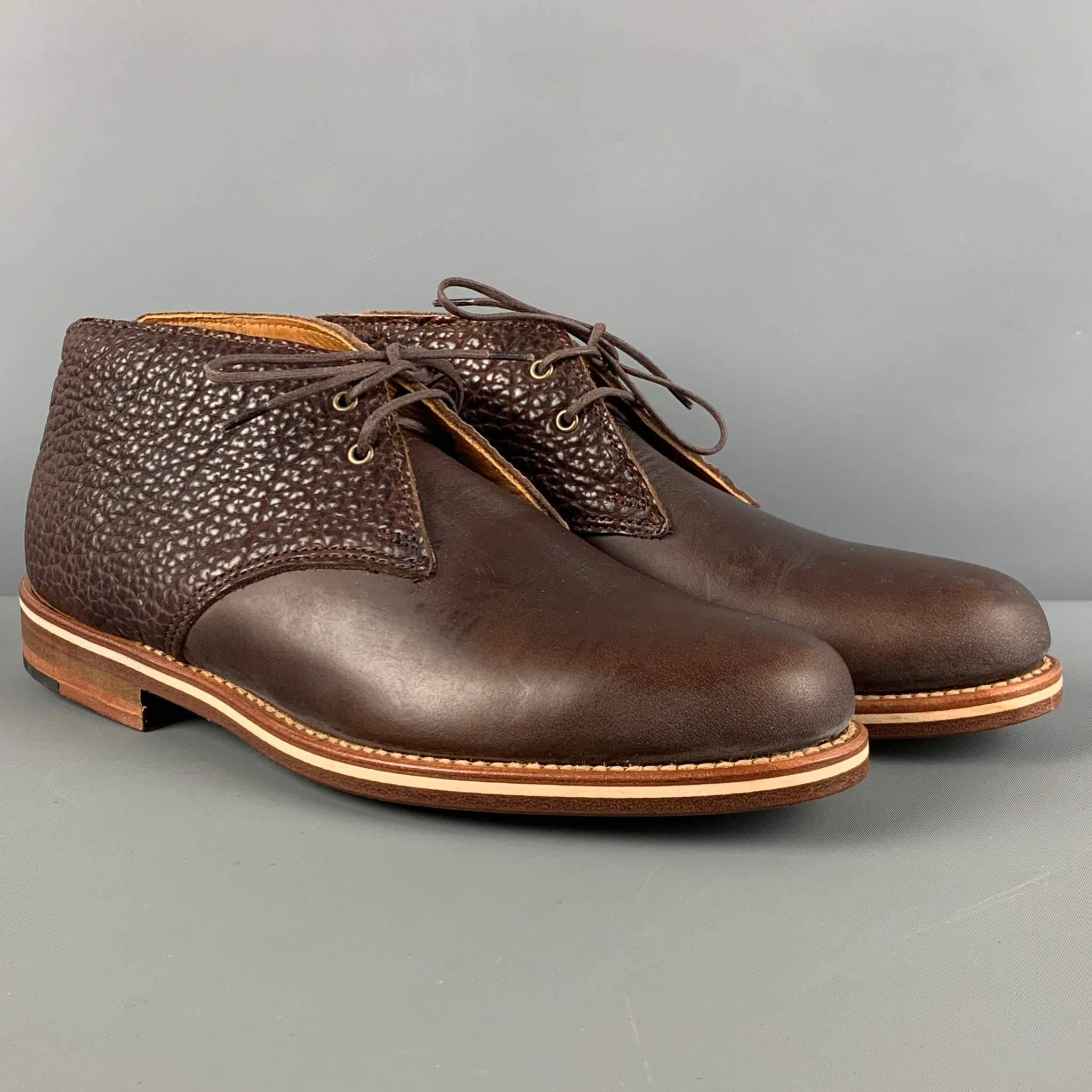 HELM Size 8.5 Brown Leather Lace Up Chukka Boots - Image 2