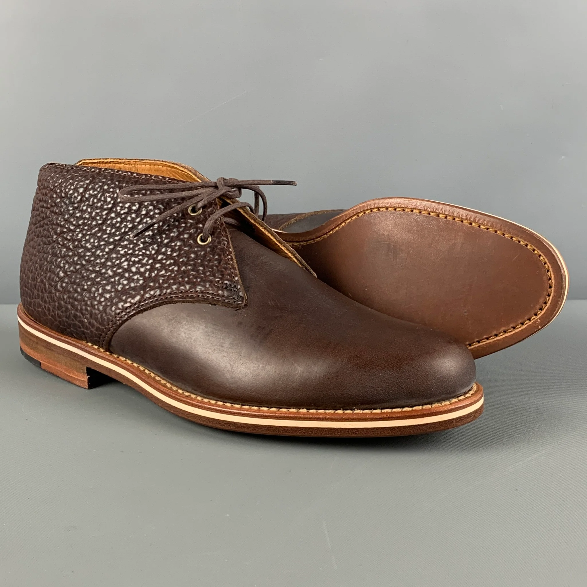 HELM Size 8.5 Brown Leather Lace Up Chukka Boots - Image 3