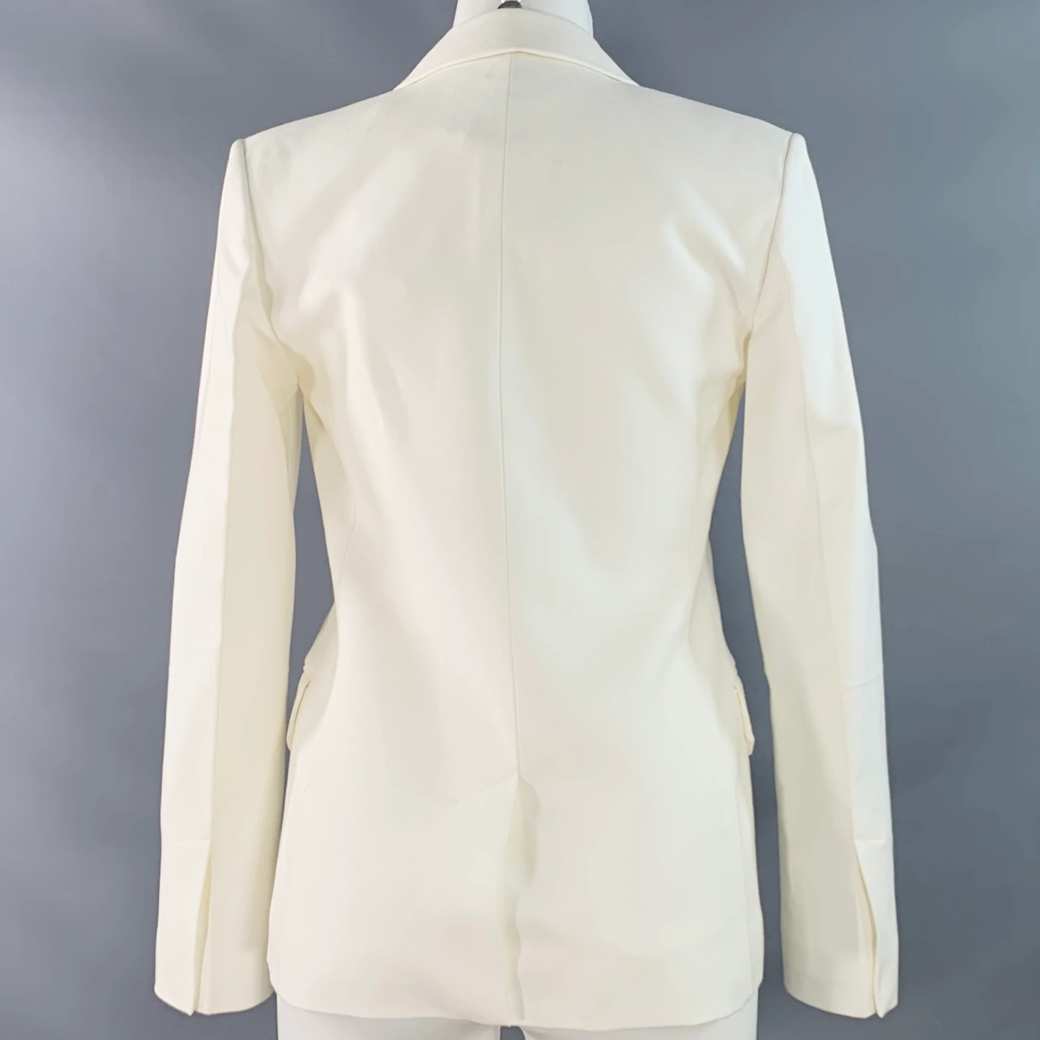 HELMUT LANG Size 0 Cream Viscose Cotton Woven Jacket Blazer - Image 4