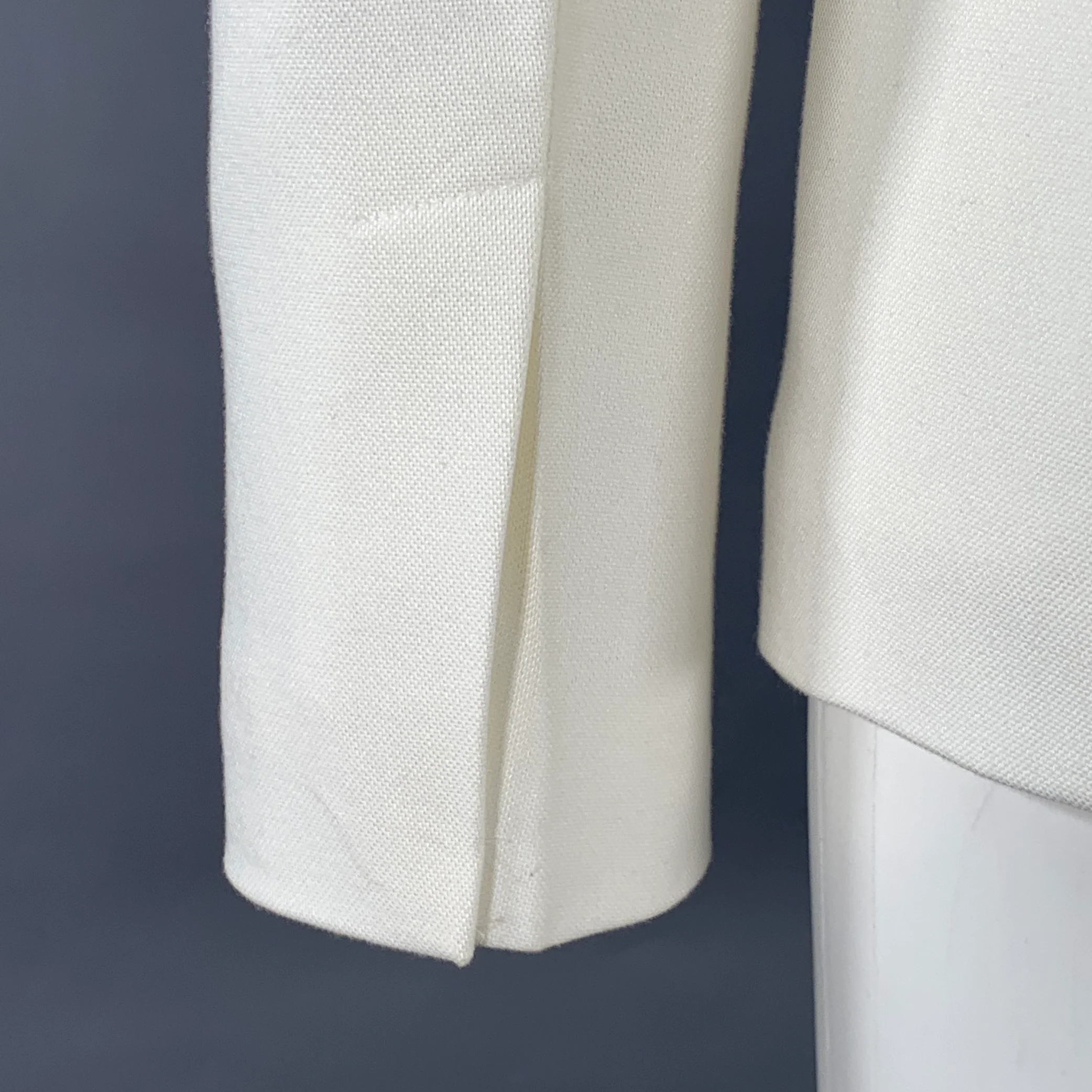 HELMUT LANG Size 0 Cream Viscose Cotton Woven Jacket Blazer - Image 5