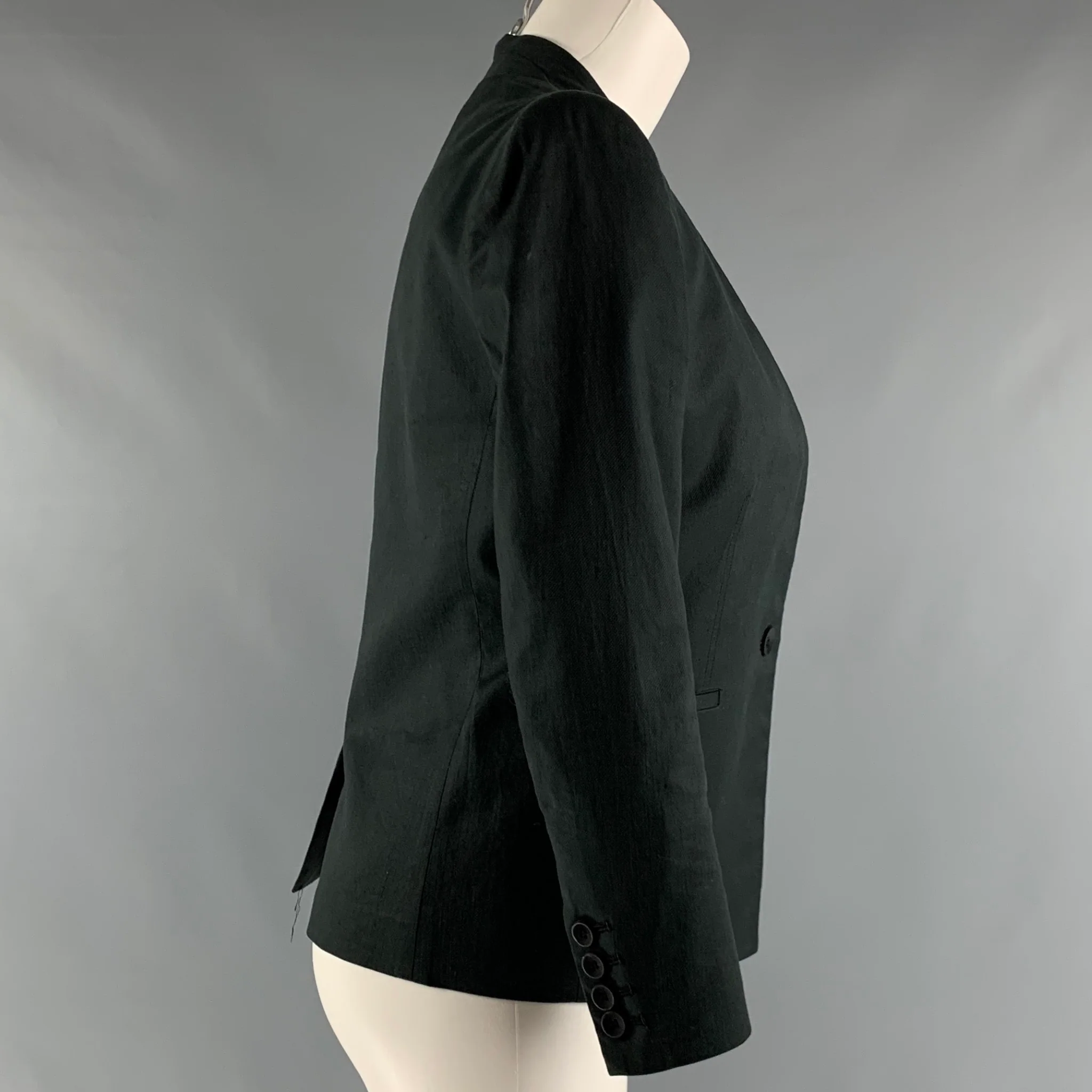 HELMUT LANG Size 2 Grey Cotton Blend Single breasted Jacket - Image 2