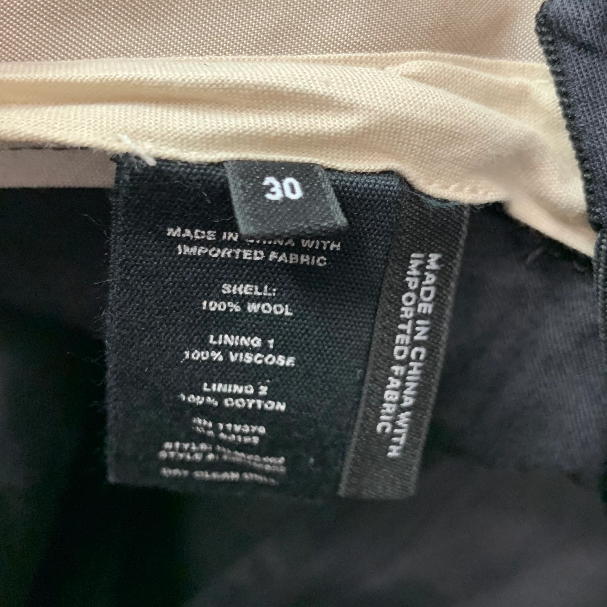 HELMUT LANG Size 30 Black Twill Wool Flat Front Dress Pants - Image 5