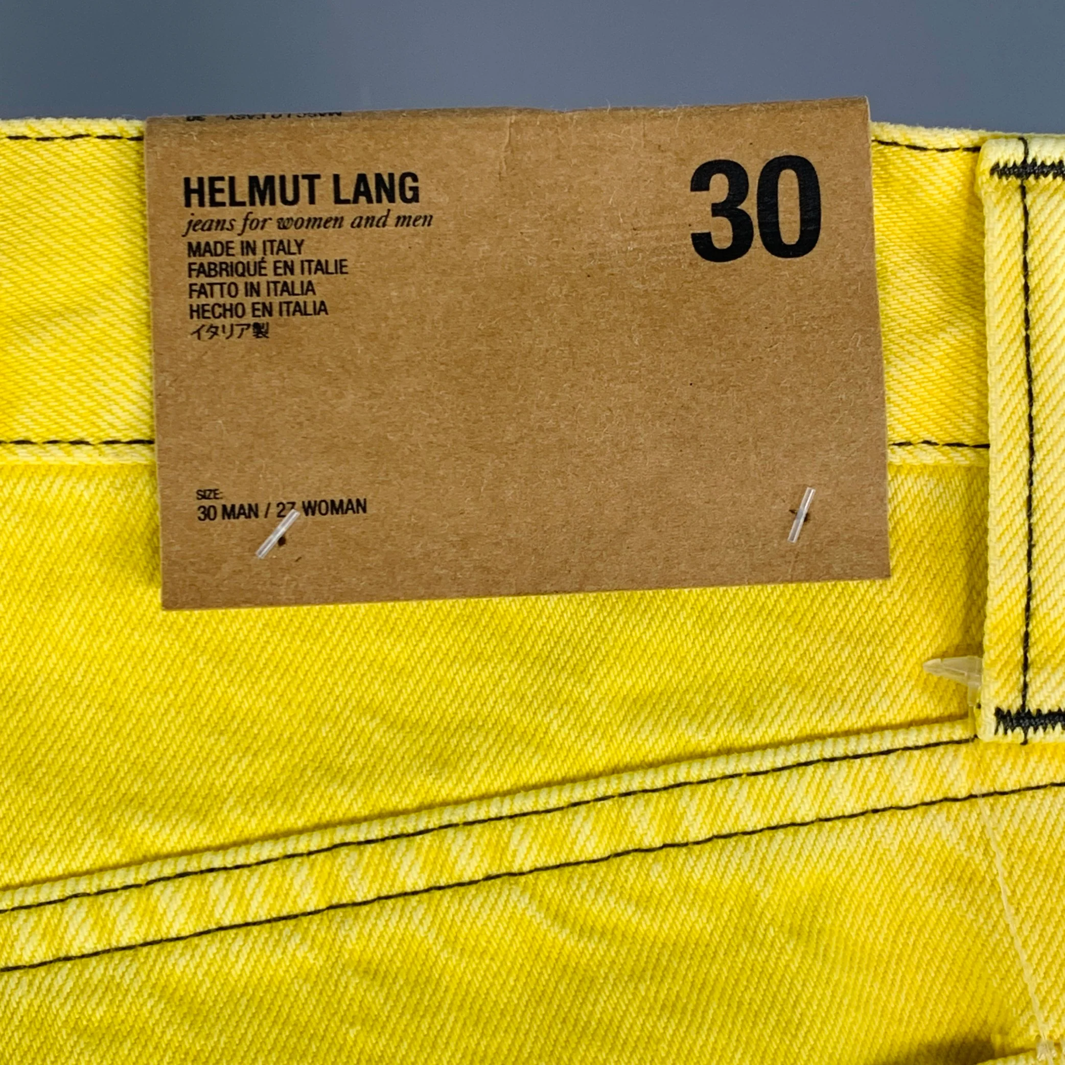 HELMUT LANG Size 30 Masc Lo Easy Yellow Contrast Stitch Cotton Zip Fly Jeans - Image 5