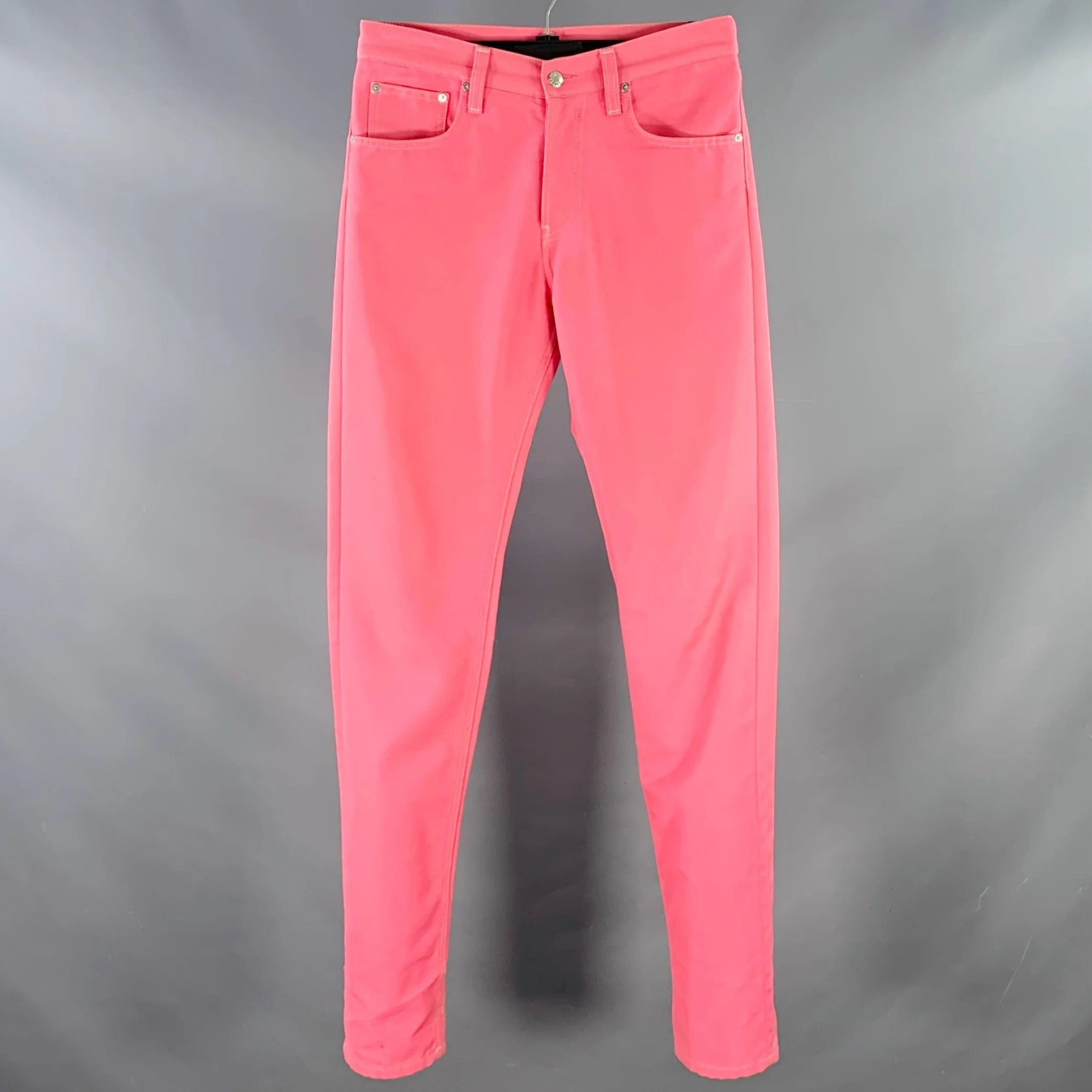 HELMUT LANG Size 30 Pink Cotton Blend Slim Straight Button Fly Jeans