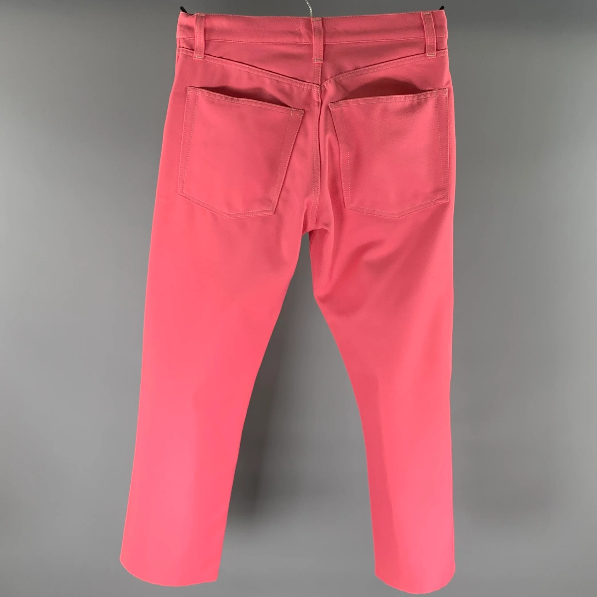 HELMUT LANG Size 31 Pink Cotton / Polyester Jean Cut Casual Pants - Image 2