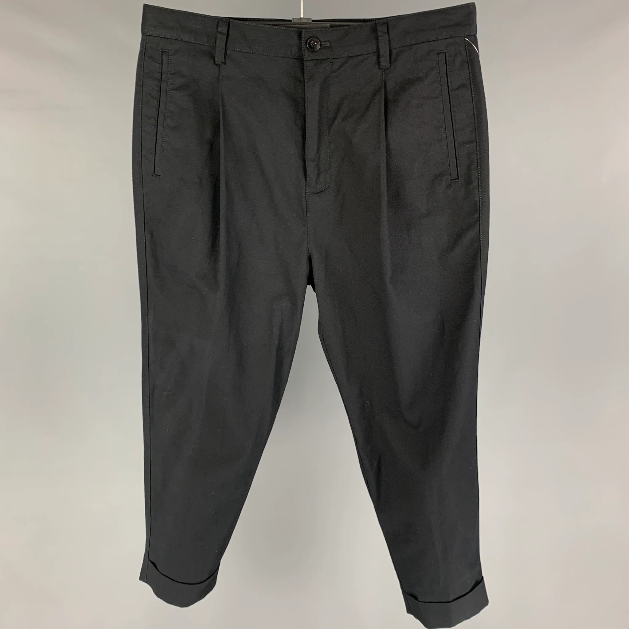 HELMUT LANG Size 32 Black Cotton Cropped Casual Pants