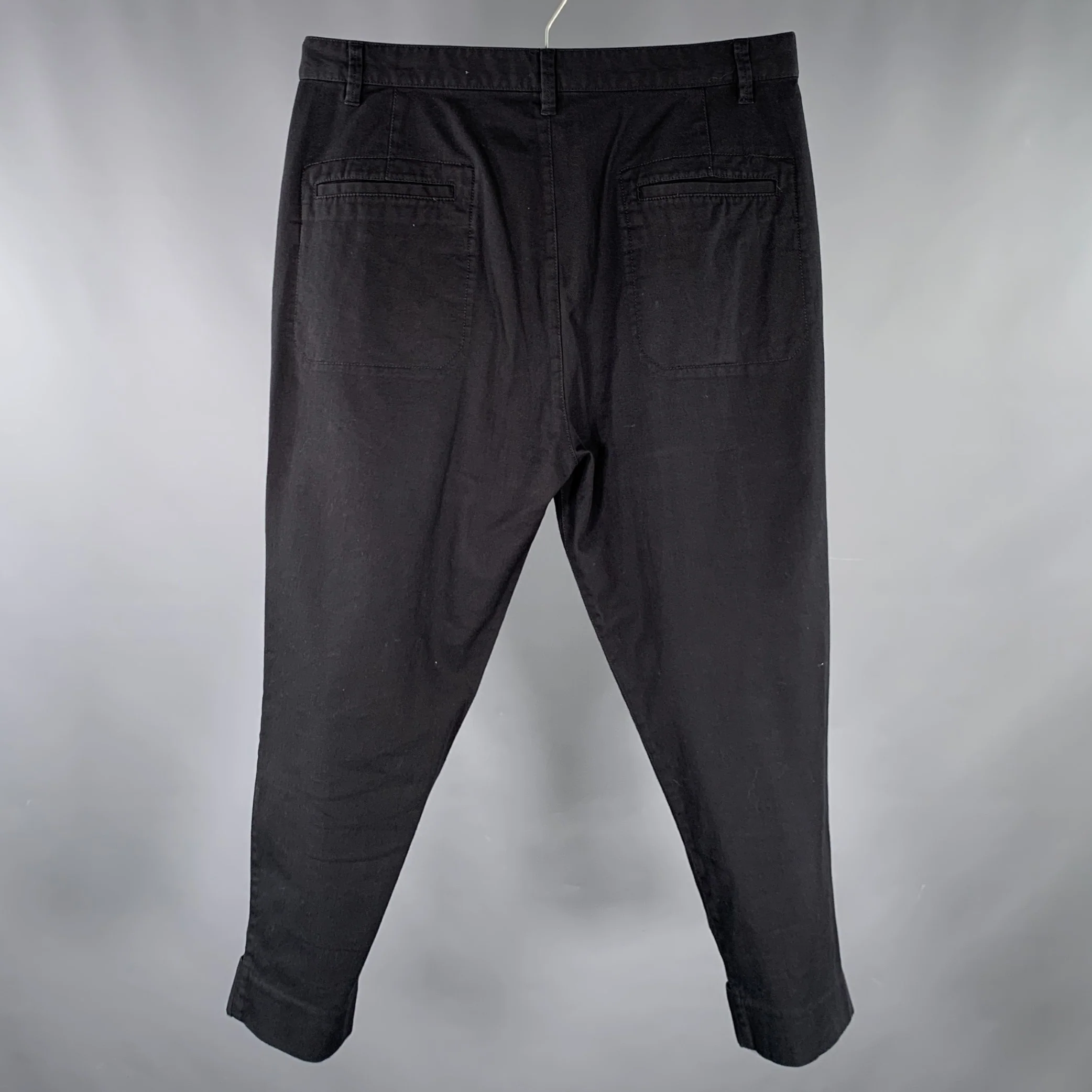 HELMUT LANG Size 32 Black Twill Cotton Blend Pleated Casual Pants - Image 3