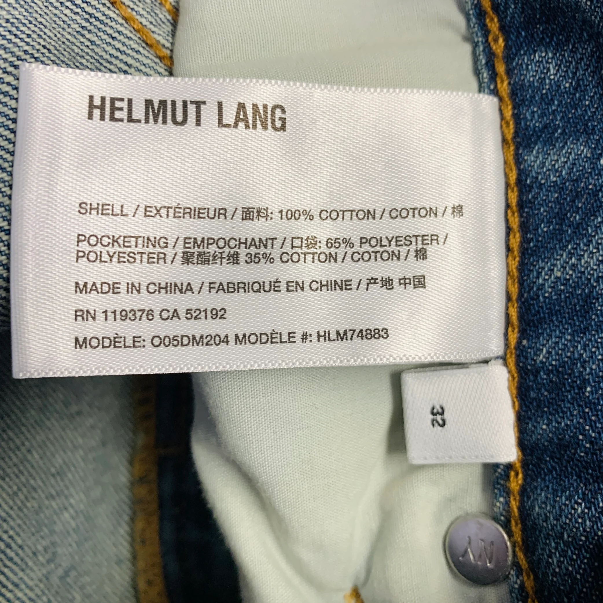 HELMUT LANG Size 32 Cropped Wide Leg Blue Paint Splatter Cotton Adjustable Five Pockets Jeans - Image 8