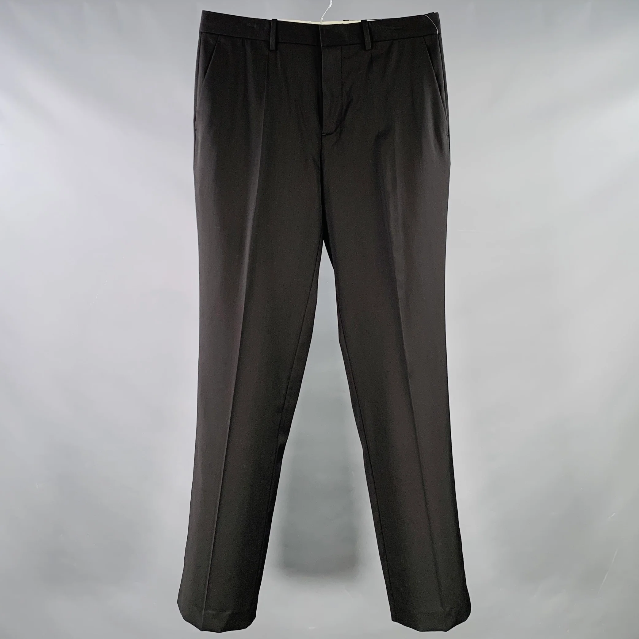 HELMUT LANG Size 33 Car Trouser Black Wool Zip Fly Dress Pants