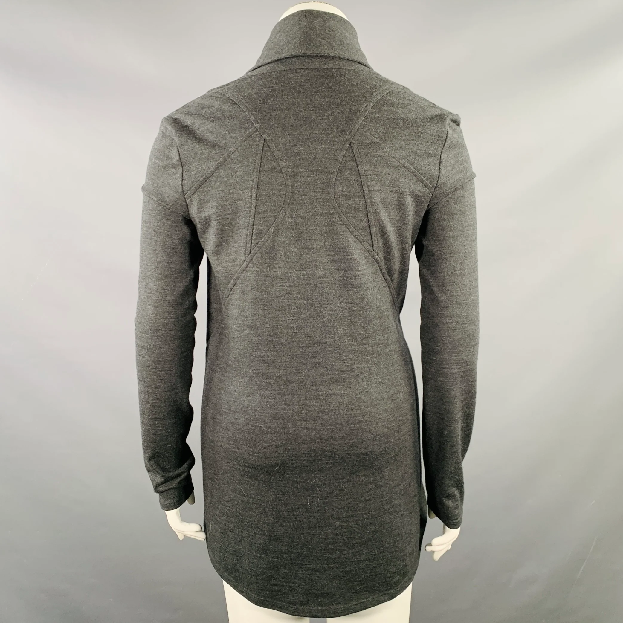 HELMUT LANG Size L Grey Charcoal Wool Zip Up Sweater - Image 3
