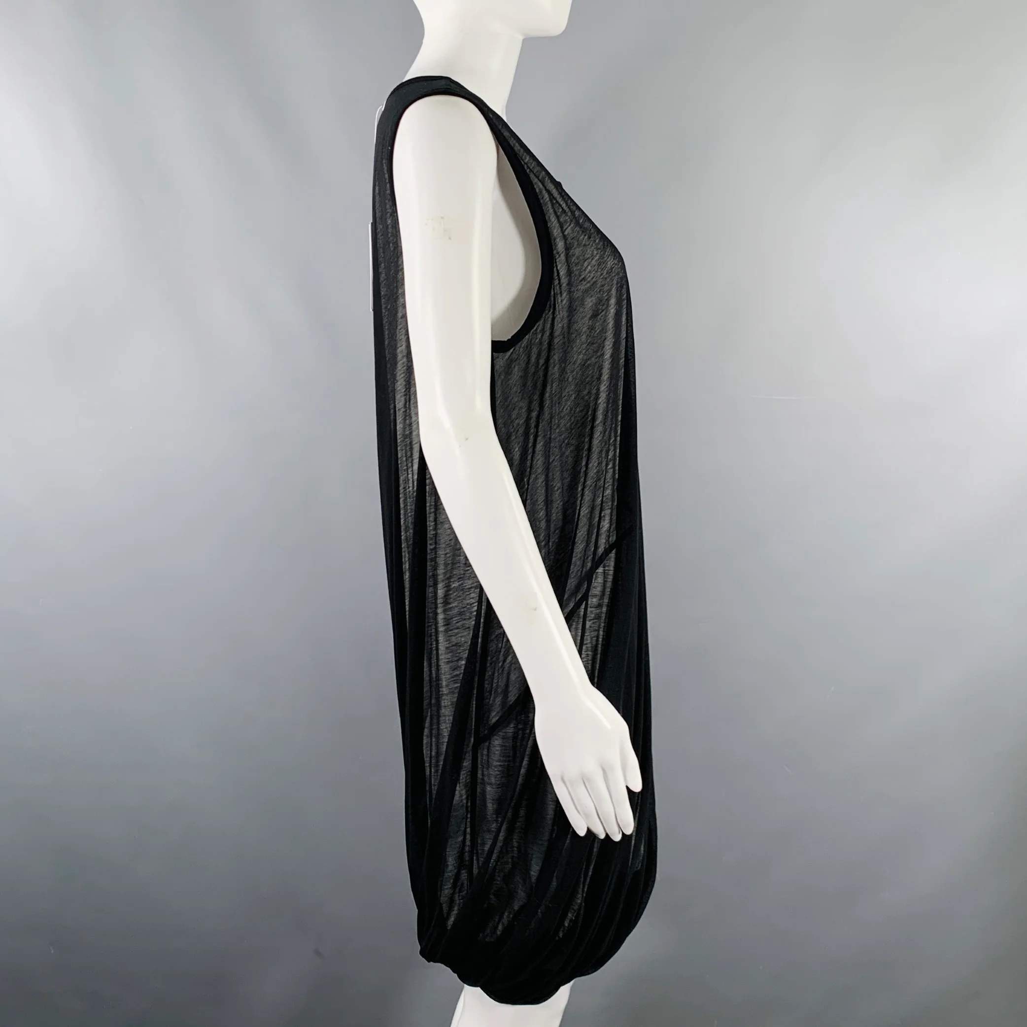 HELMUT LANG Size M Black White Cotton Layered Bubble Hem Dress - Image 2