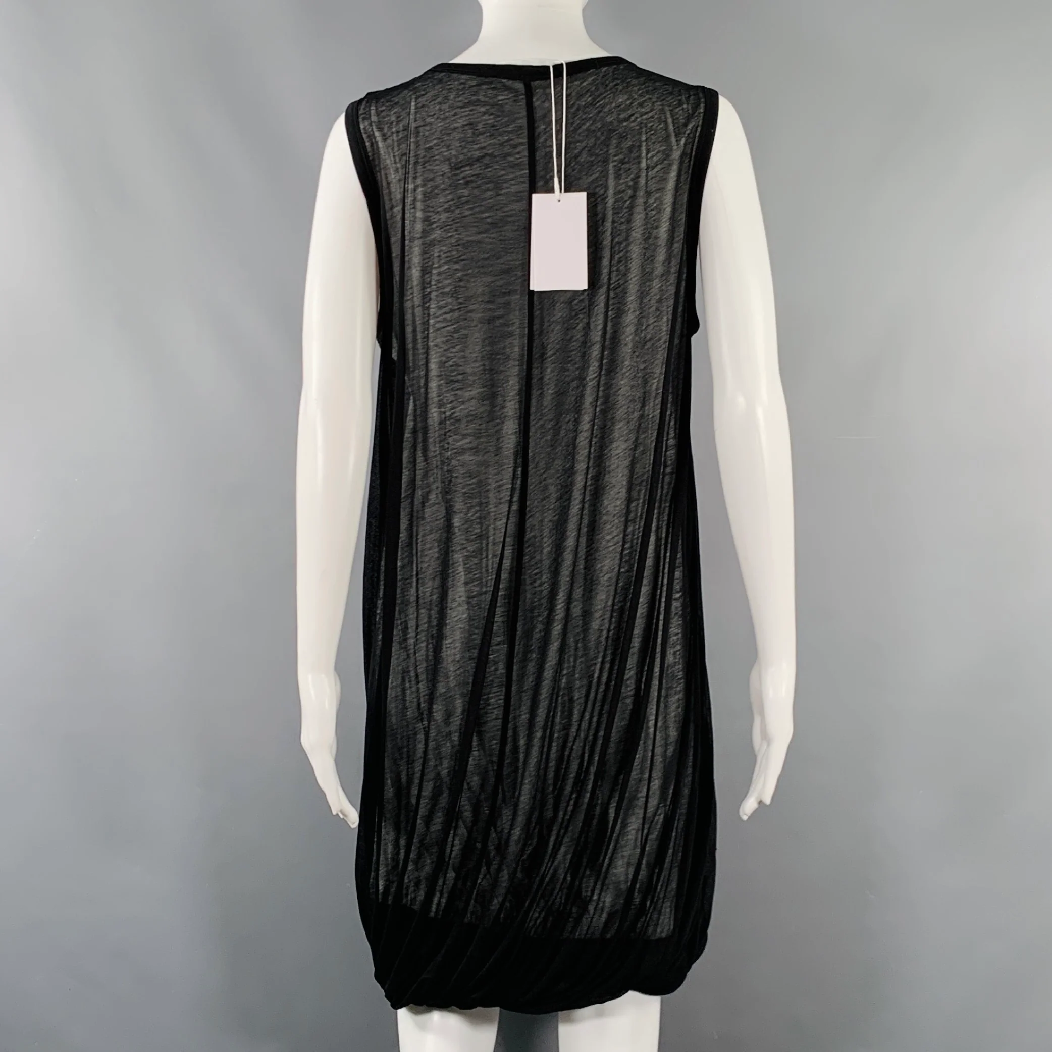 HELMUT LANG Size M Black White Cotton Layered Bubble Hem Dress - Image 3