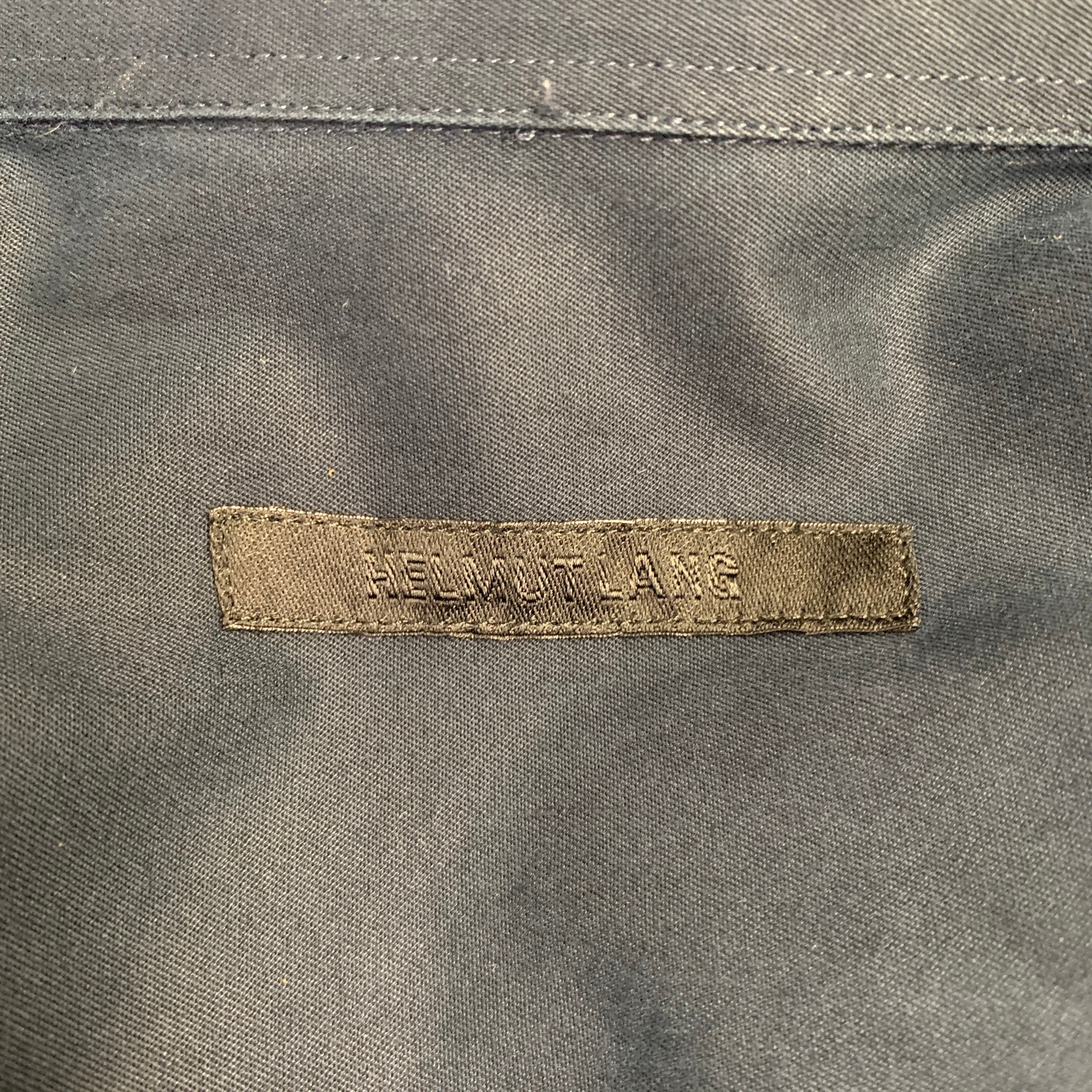 HELMUT LANG Size M Navy Cotton Button Up Long Sleeve Shirt - Image 4