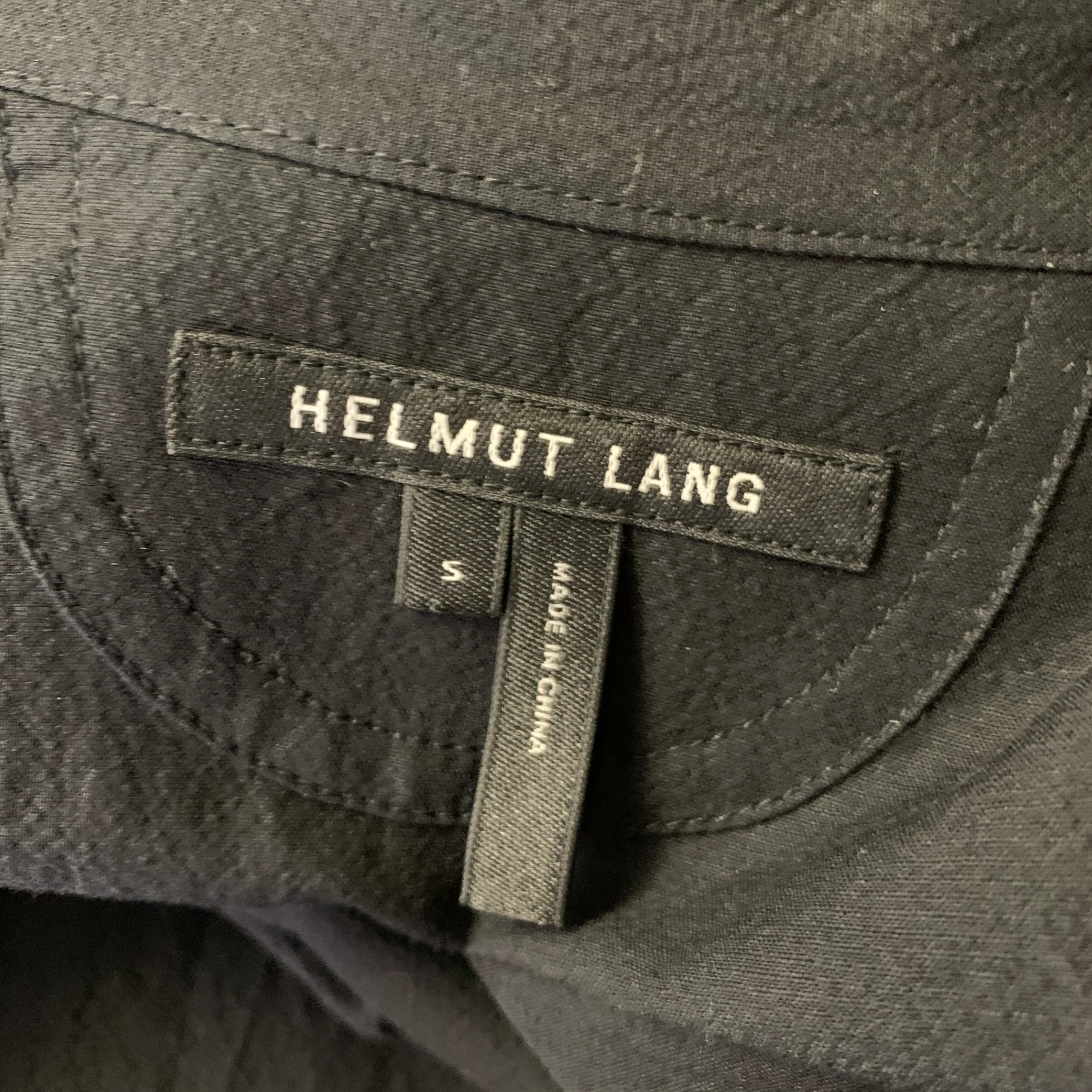 HELMUT LANG Size S Black Cotton Nehru Collar Long Sleeve Shirt - Image 4
