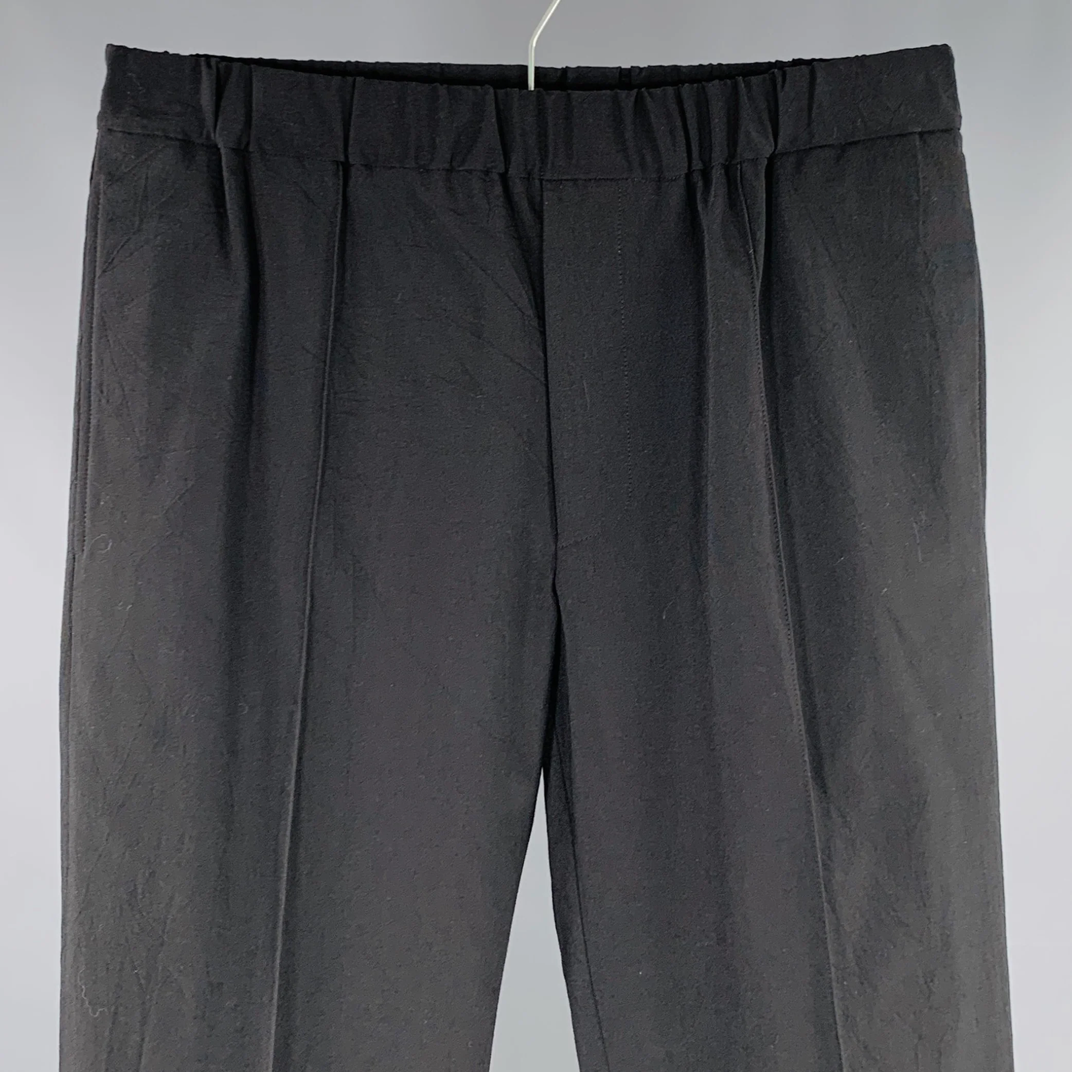 HELMUT LANG Size S Black Wool Blend Pleated Dress Pants - Image 2