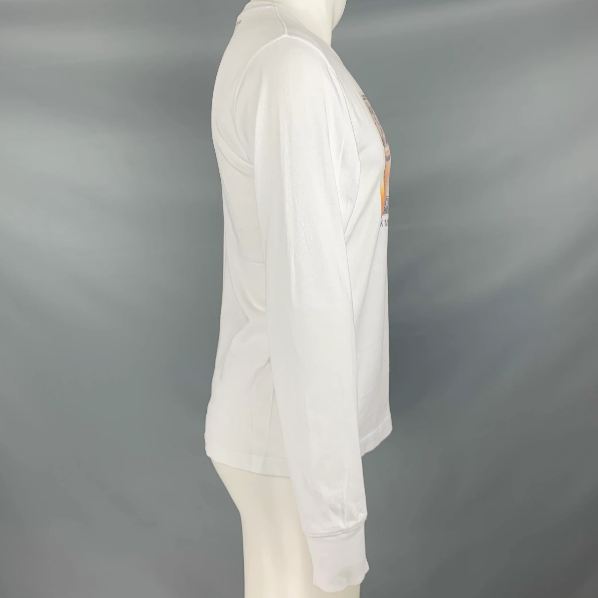 HELMUT LANG Size S White Mark Morrisroe Print Cotton Crew Neck T-shirt - Image 3