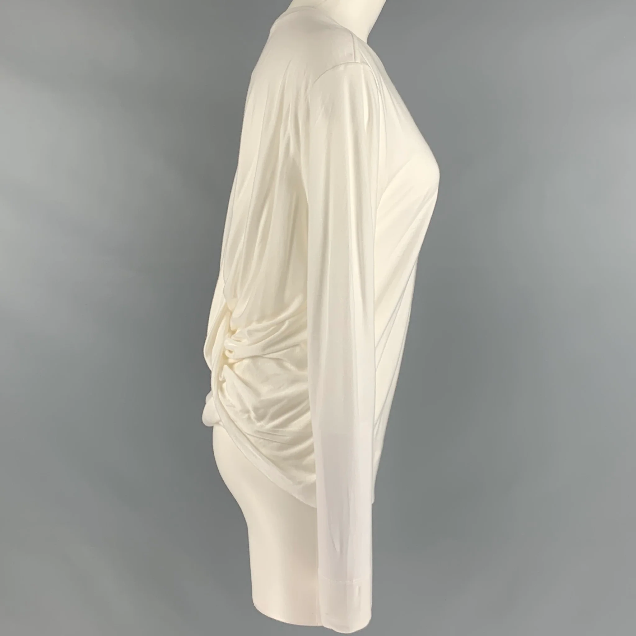 HELMUT LANG Size S White Tencel Open Back Casual Top - Image 2