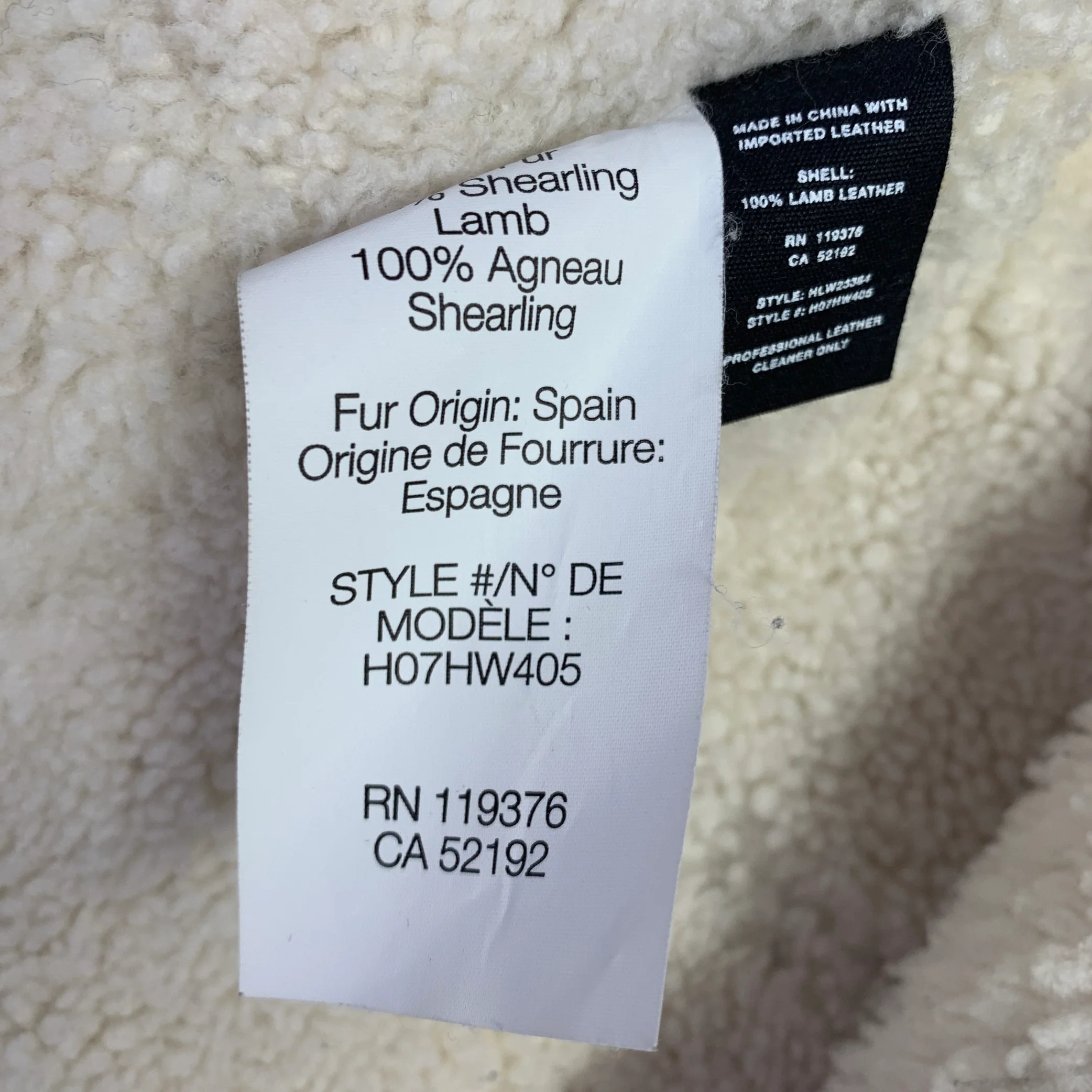 HELMUT LANG Size XS Black Cream Lambskin Leather Shearling Bomber Jacket - Image 6