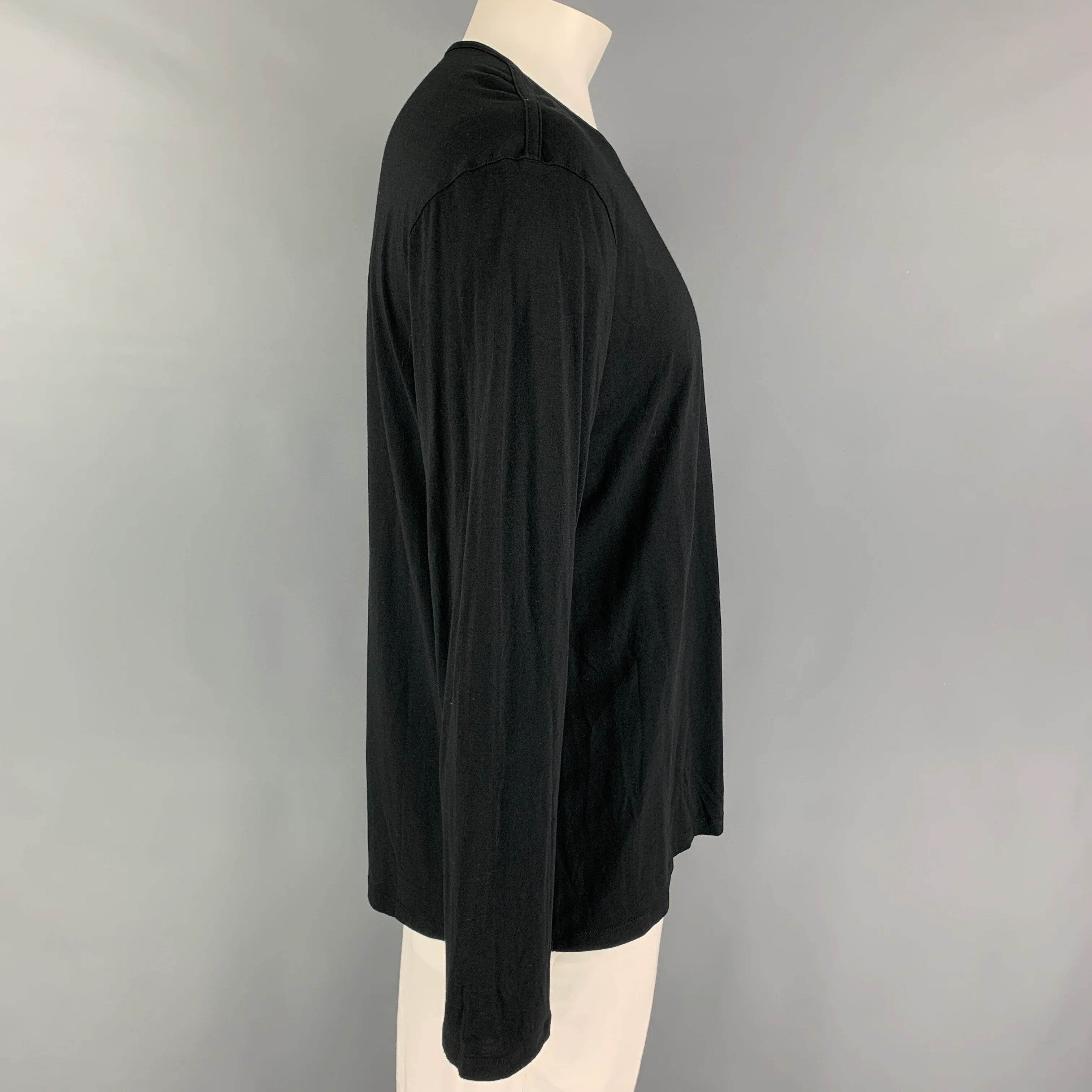 HELMUT LANG Size XXL Black Cotton Modal Crew-Neck T-shirt - Image 2