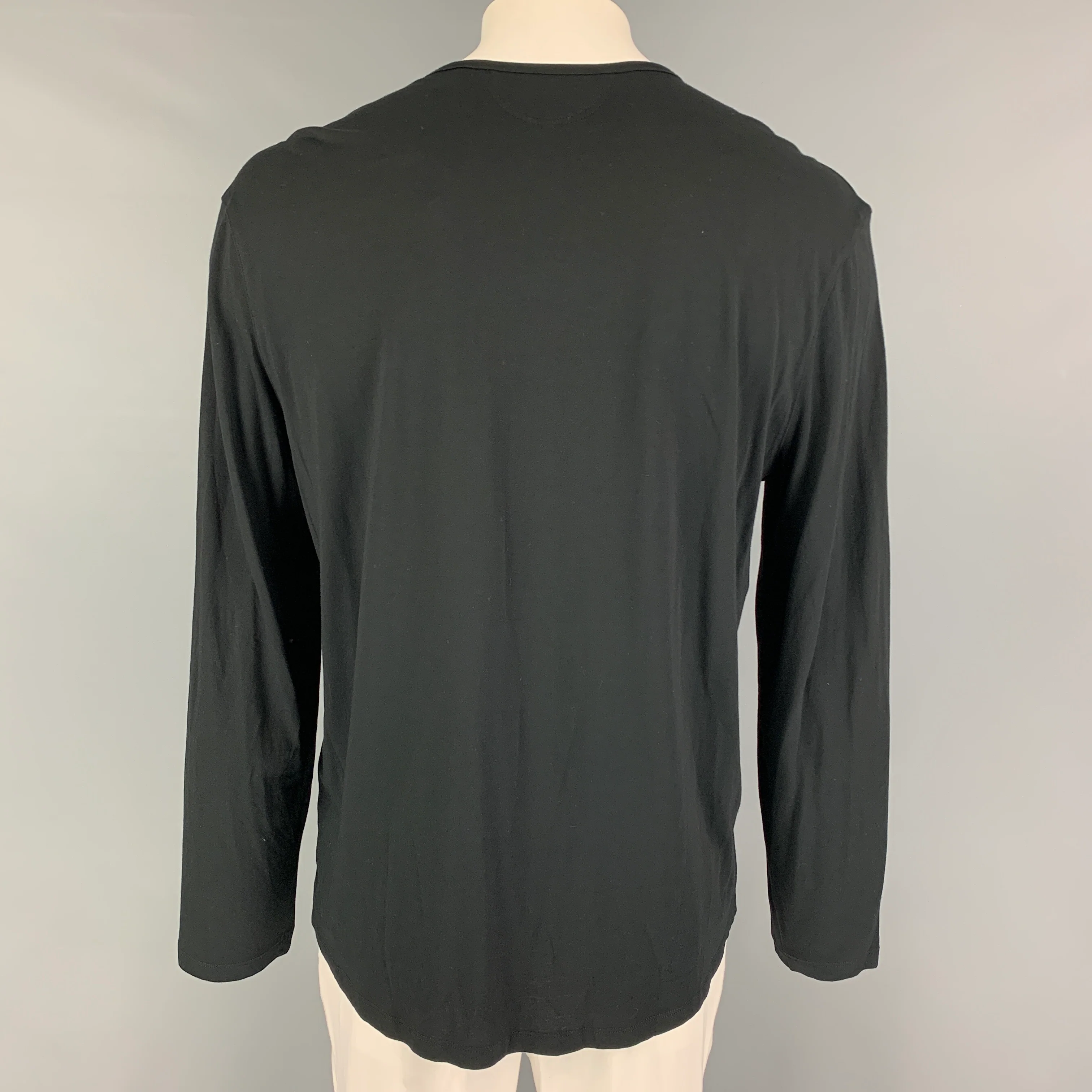 HELMUT LANG Size XXL Black Cotton Modal Crew-Neck T-shirt - Image 3