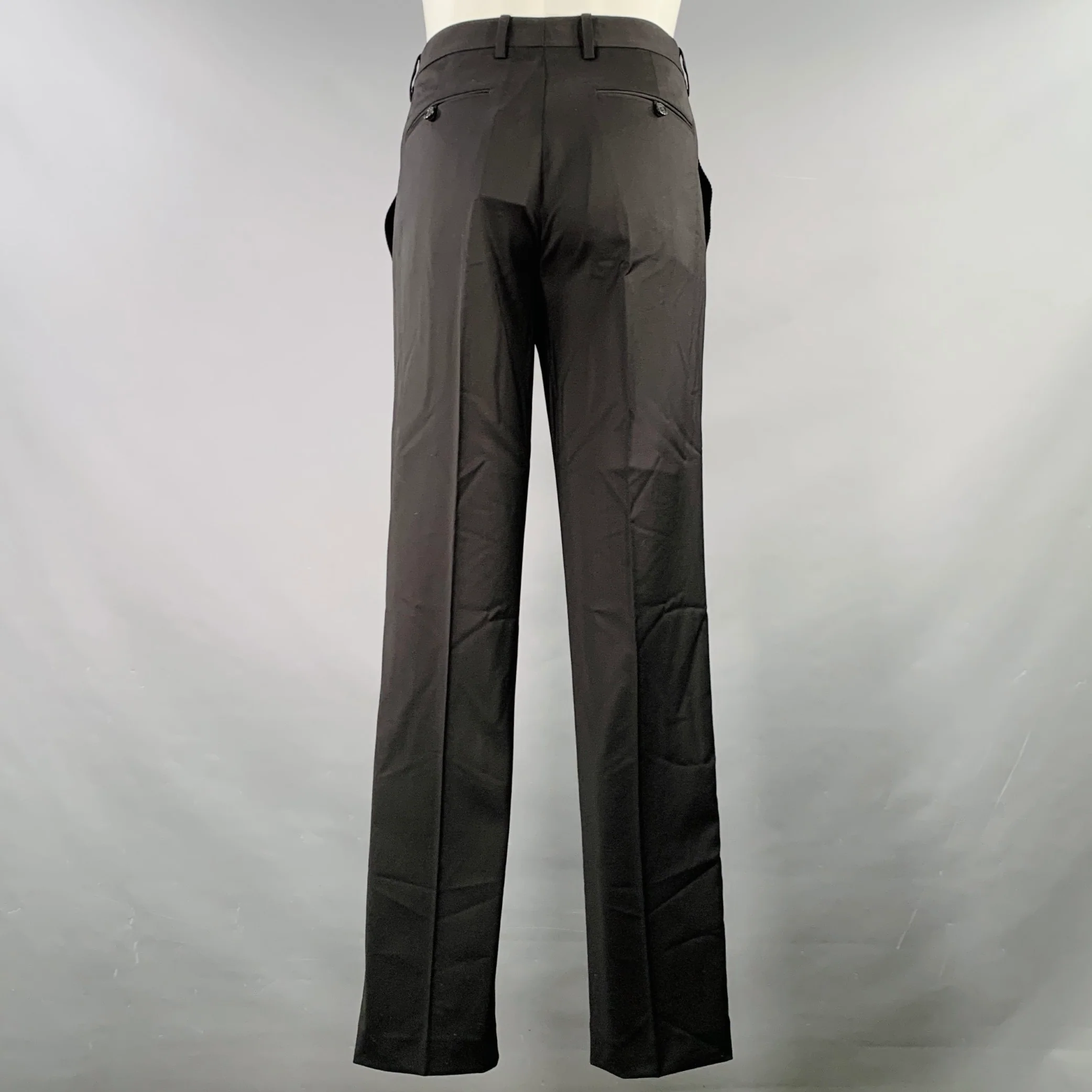 HELMUT LANG SS24 Size 42 Black Wool Notch Lapel Seatbelt Suit - Image 5