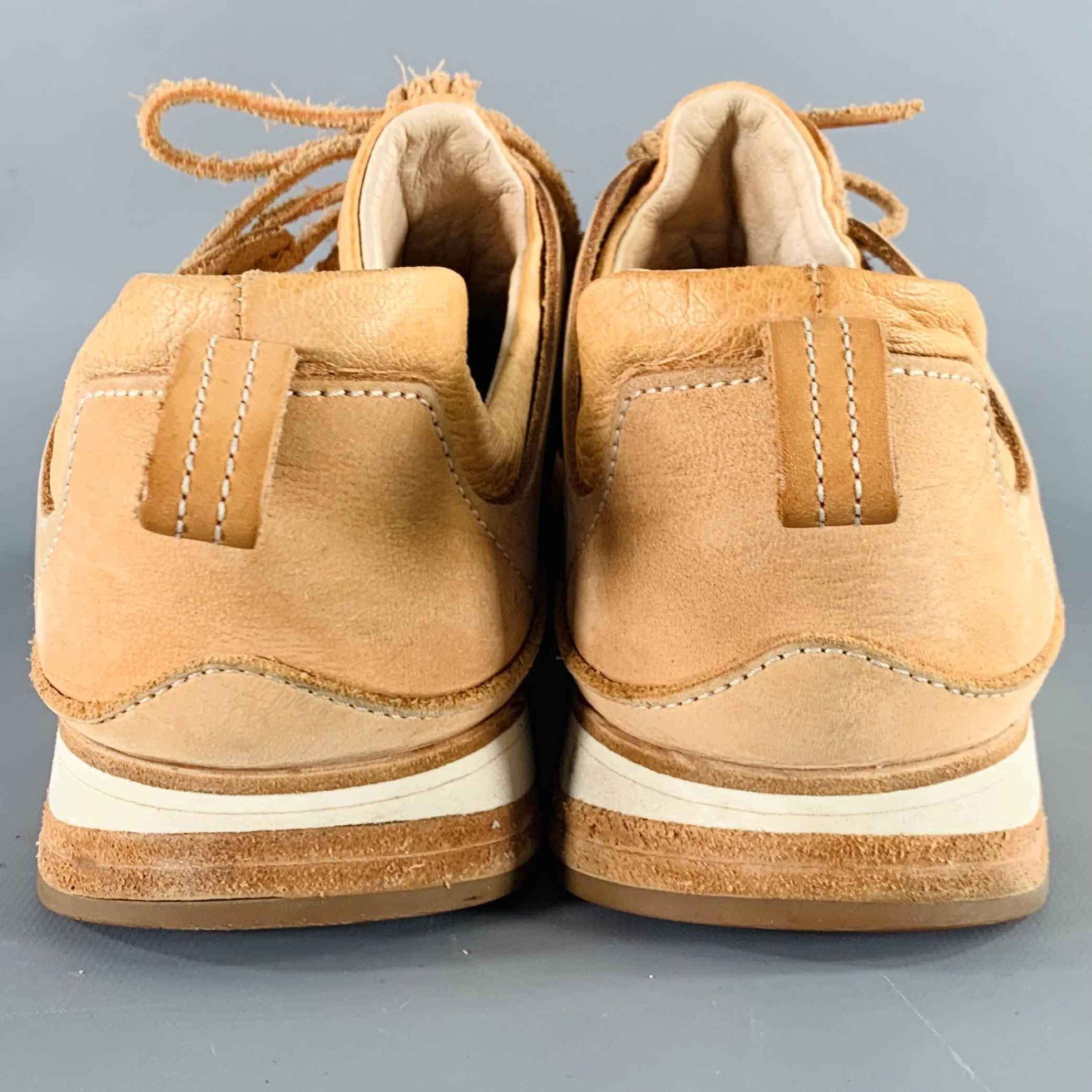 HENDER SCHEME Size 12 MIP-12 Beige Natural Leather Lace-Up Sneakers - Image 3