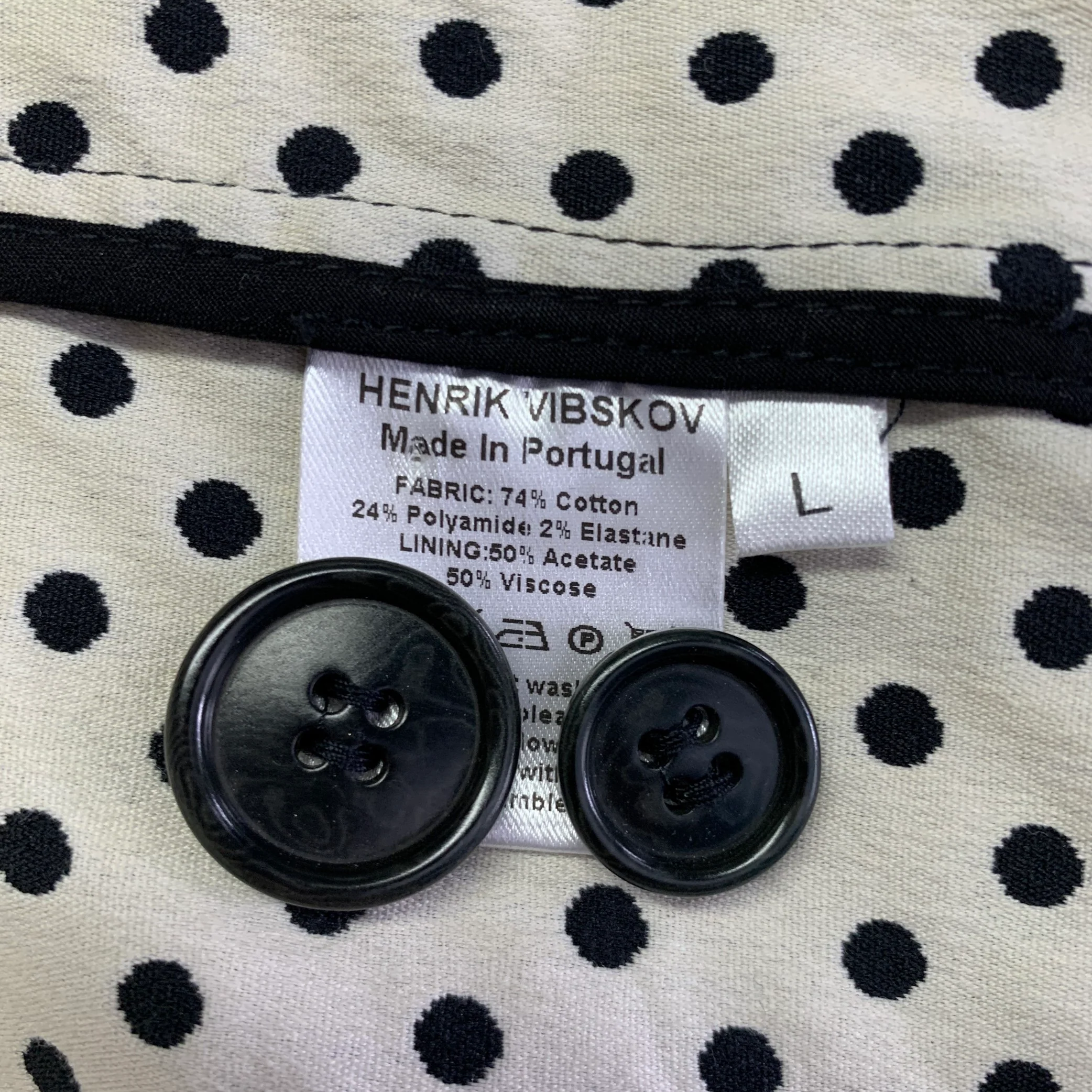 HENRIK VIBSKOV Size L Black White Polka Dot Cotton Blend Sport Coat - Image 9