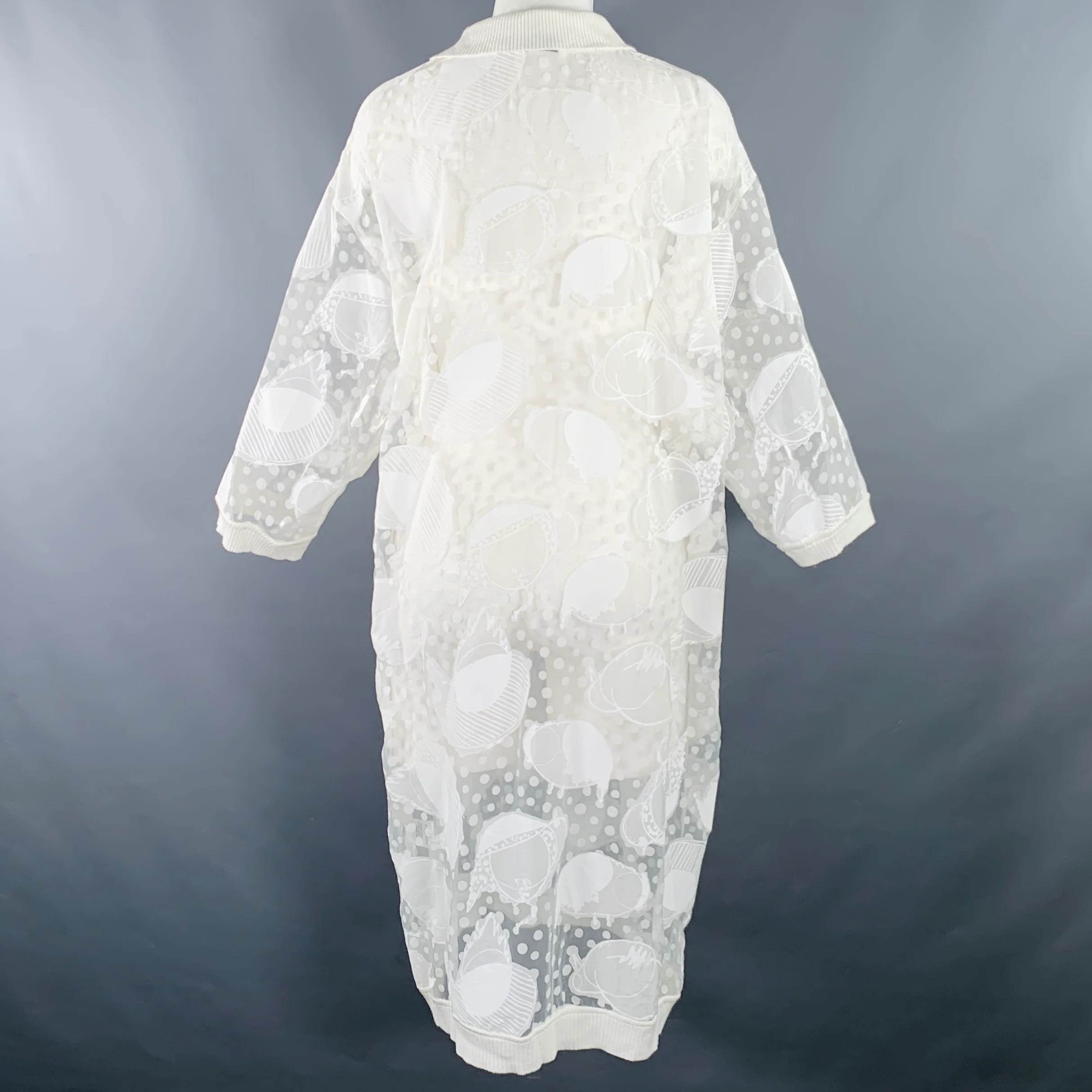 HENRIK VIBSKOV Size M White See Through Viscose Blend Dots Dress - Image 4