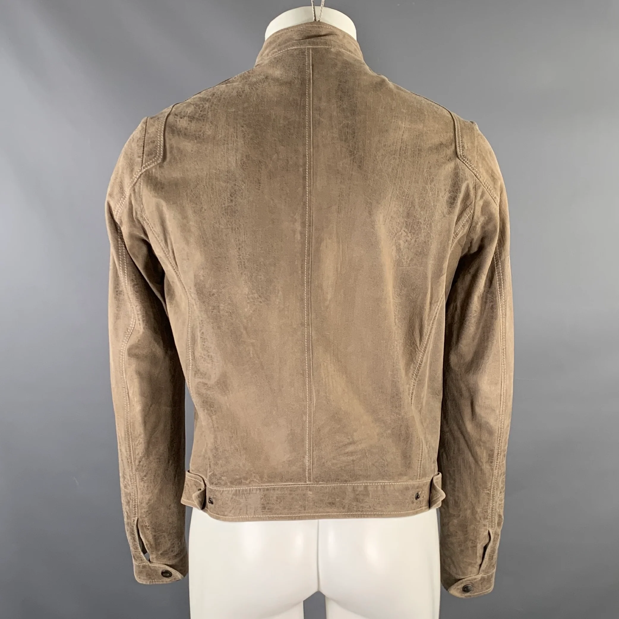 HENRY BEGUELIN Chest Size M Camel Leather Moto Racer Jacket - Image 5