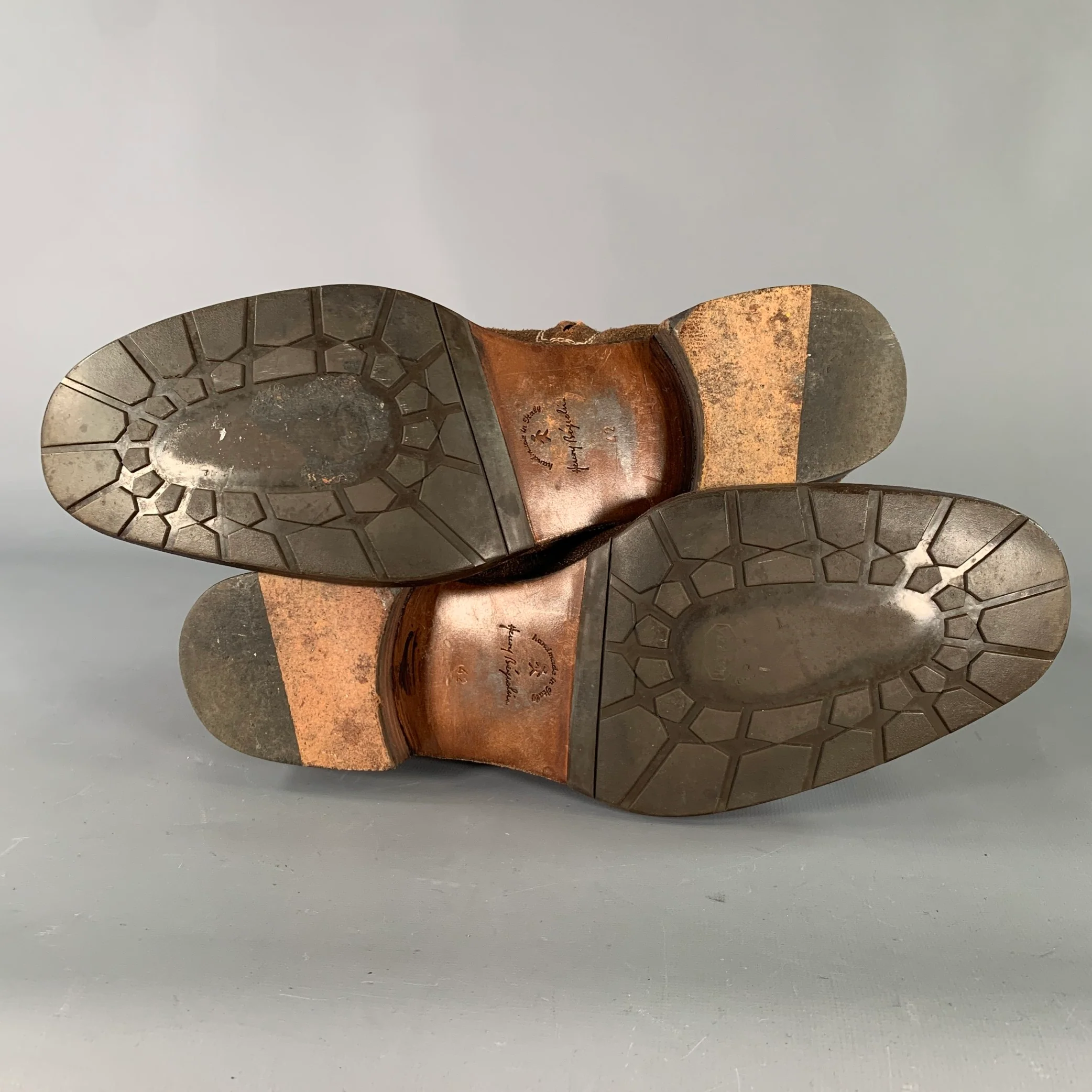 HENRY BEGUELIN Size 9 Brown Suede Zip Boots - Image 6