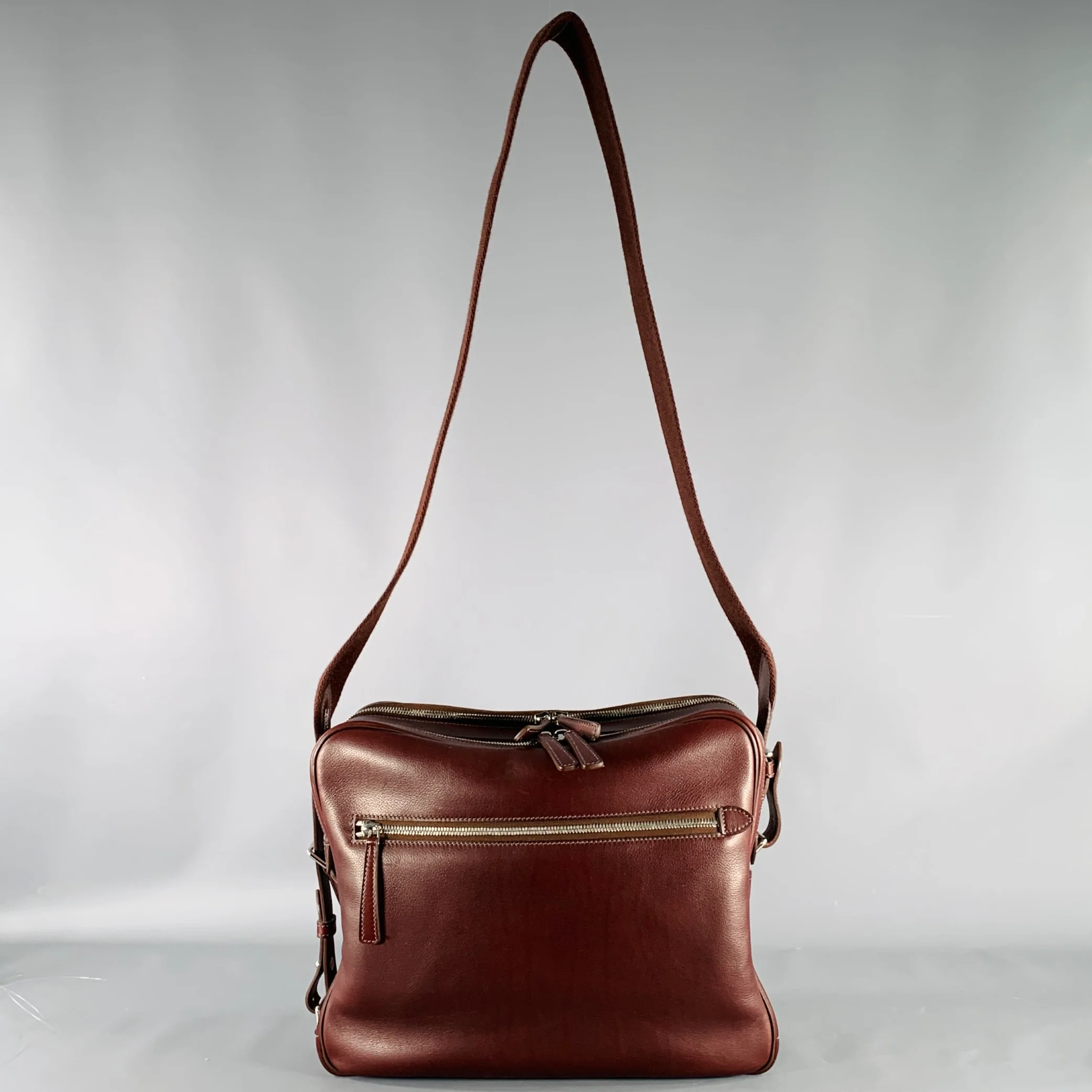 HERMES 2013 Hebdo Reporter Burgundy Togo Leather Palladium Messenger Bag - Image 2