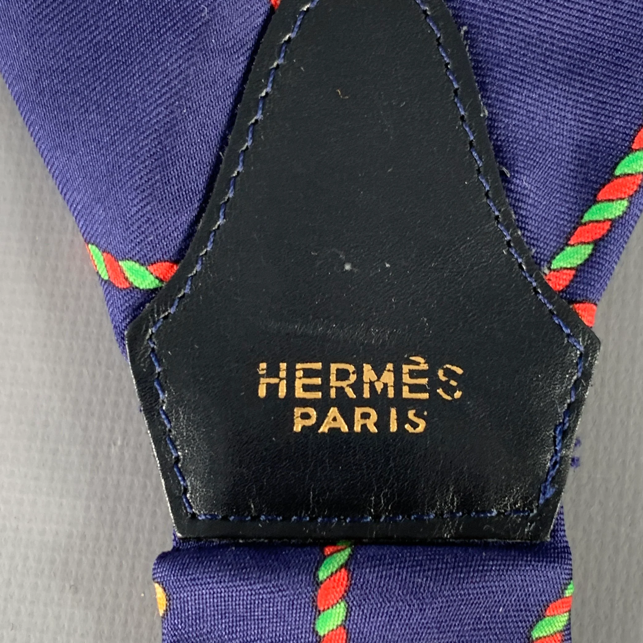 HERMES Black Gold Tassels Satin Leather Suspenders - Image 3