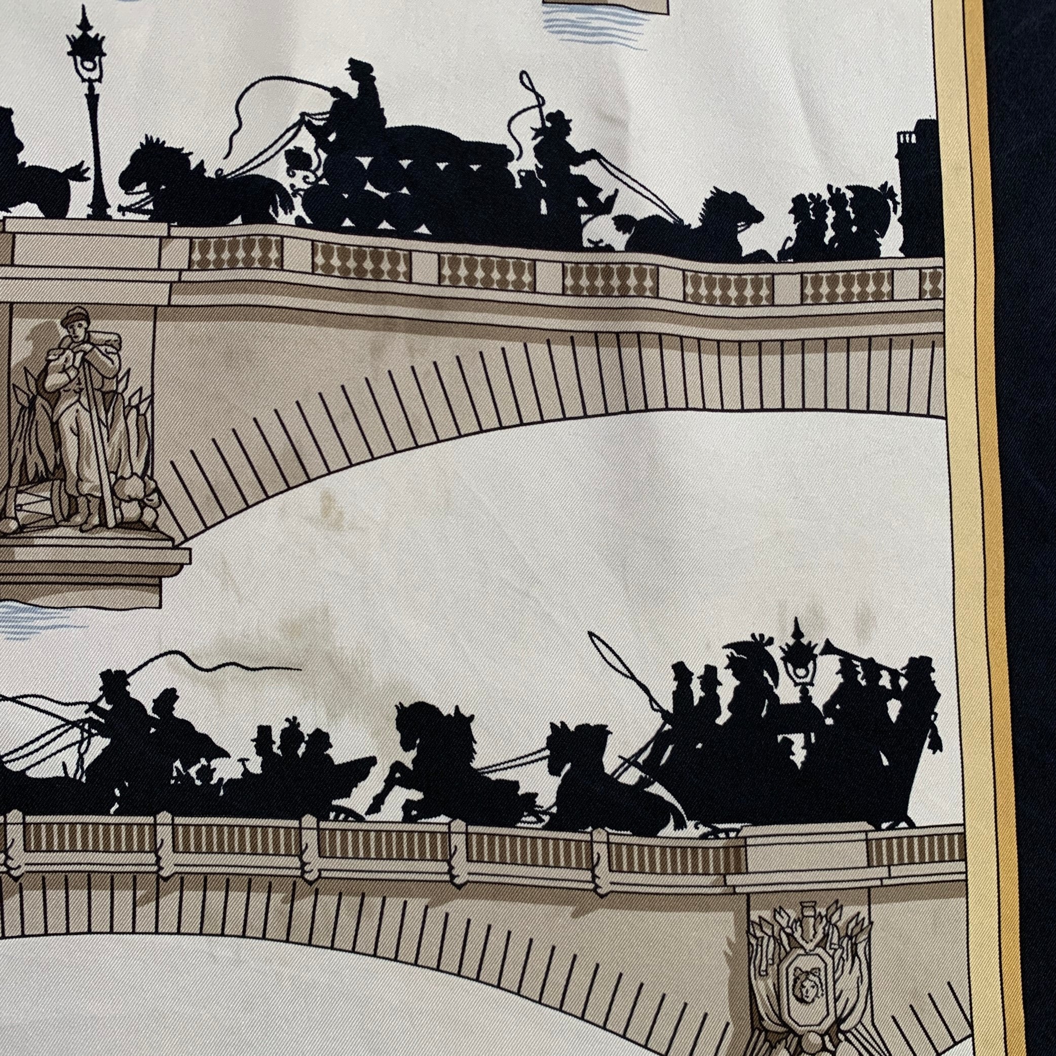 HERMES Black Tan Silk Scarves & Shawls - Image 6