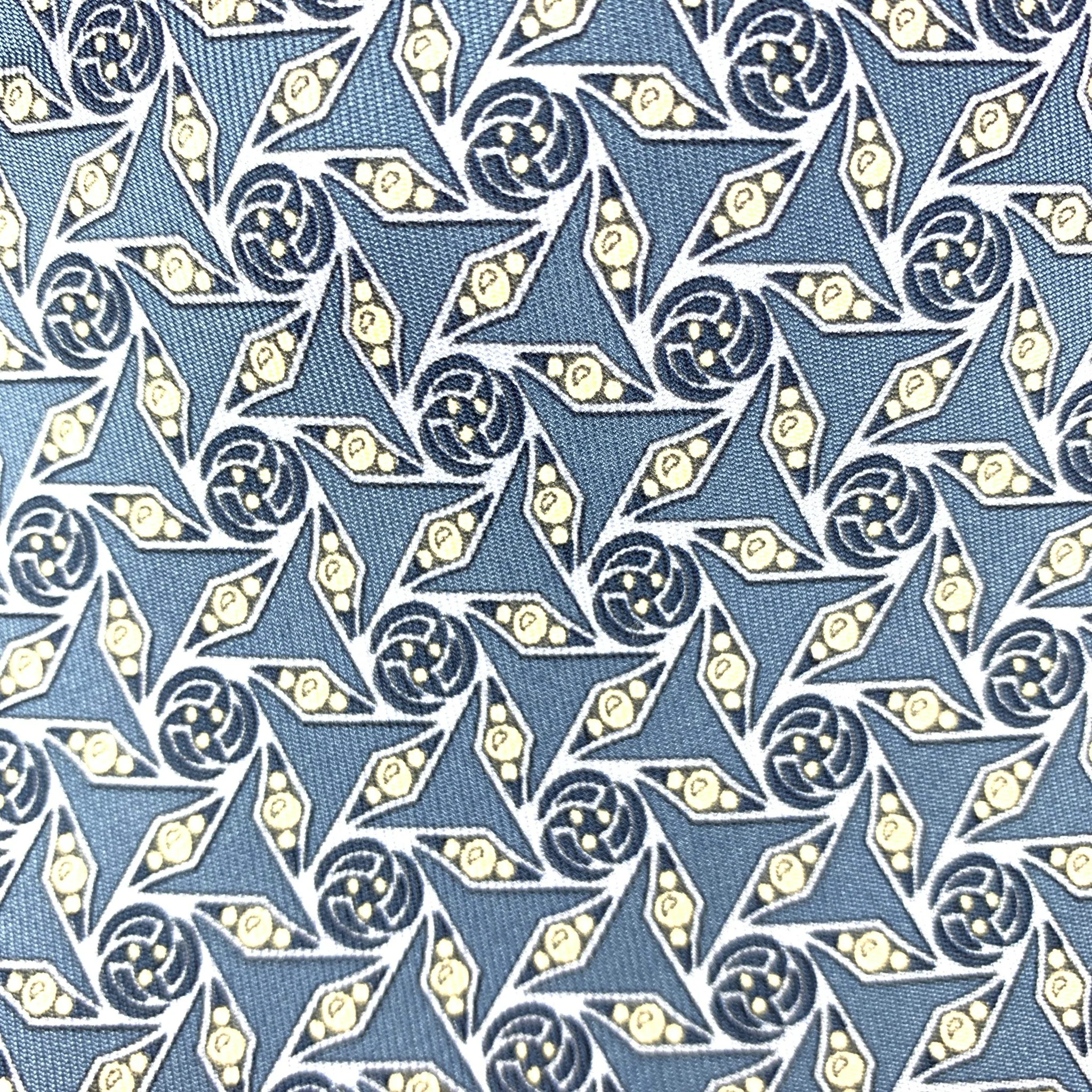 HERMES Blue Patterned Silk Tie - Image 3