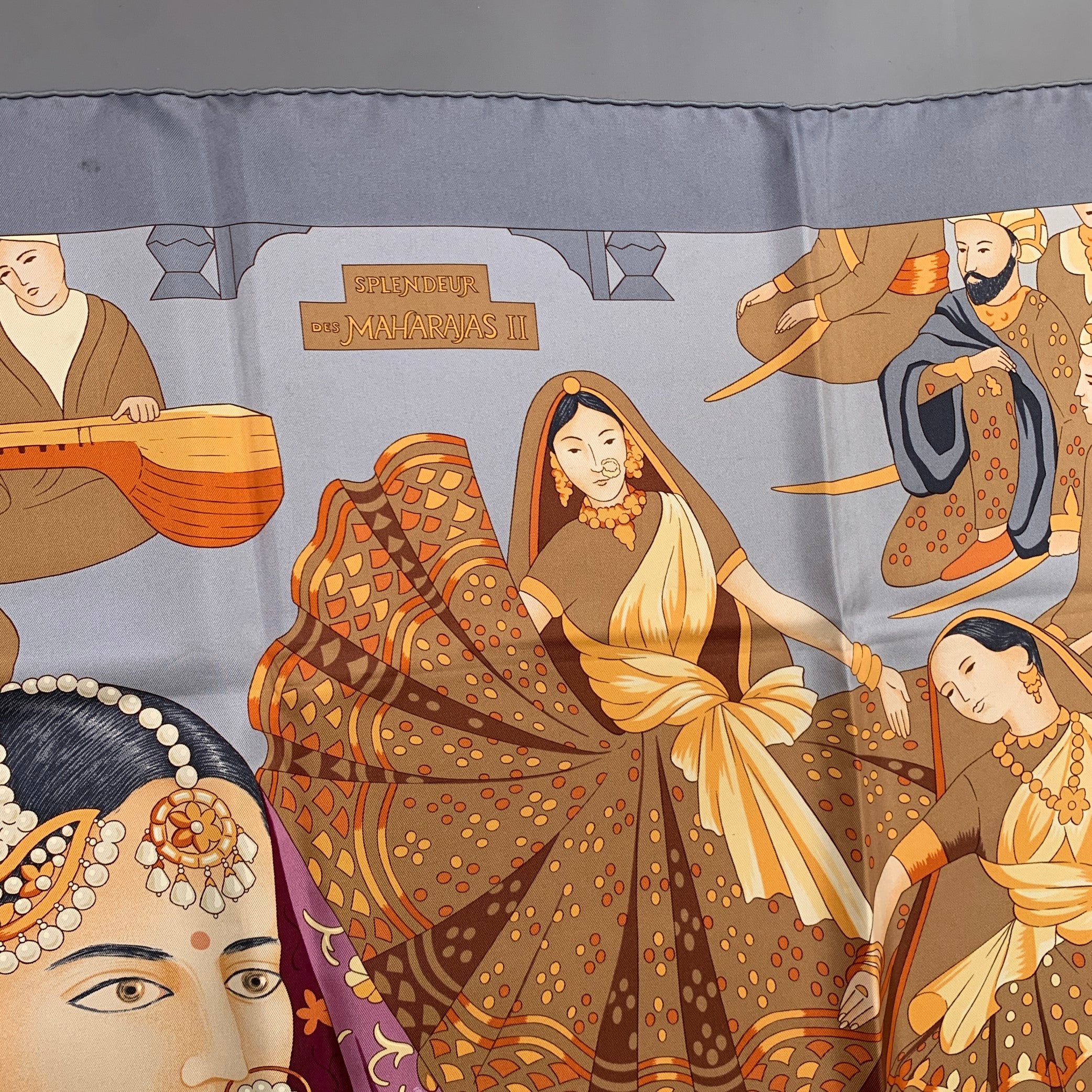 HERMES Grey Multi-Color Print Silk Scarves - Image 8