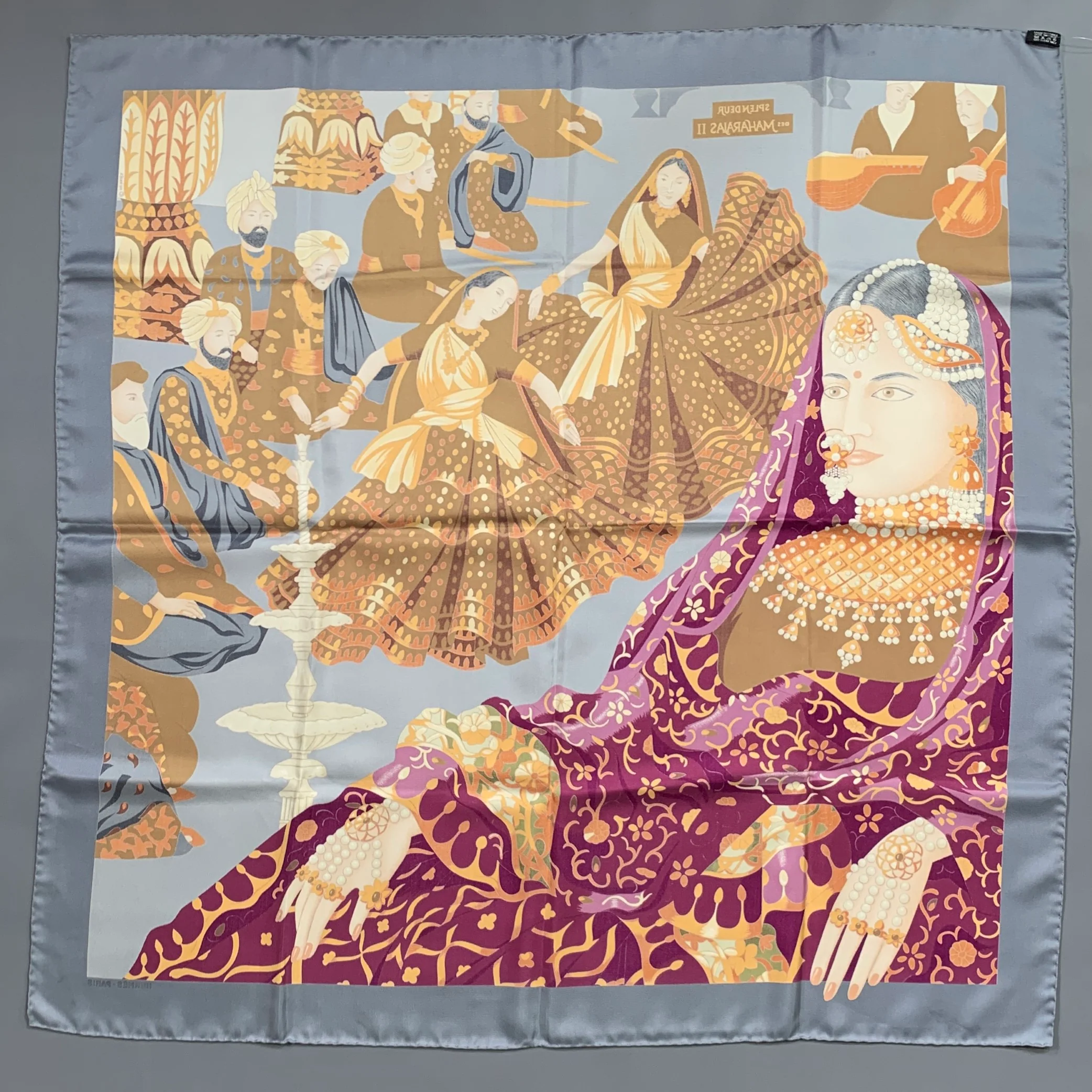 HERMES Grey Multi-Color Print Silk Scarves - Image 9