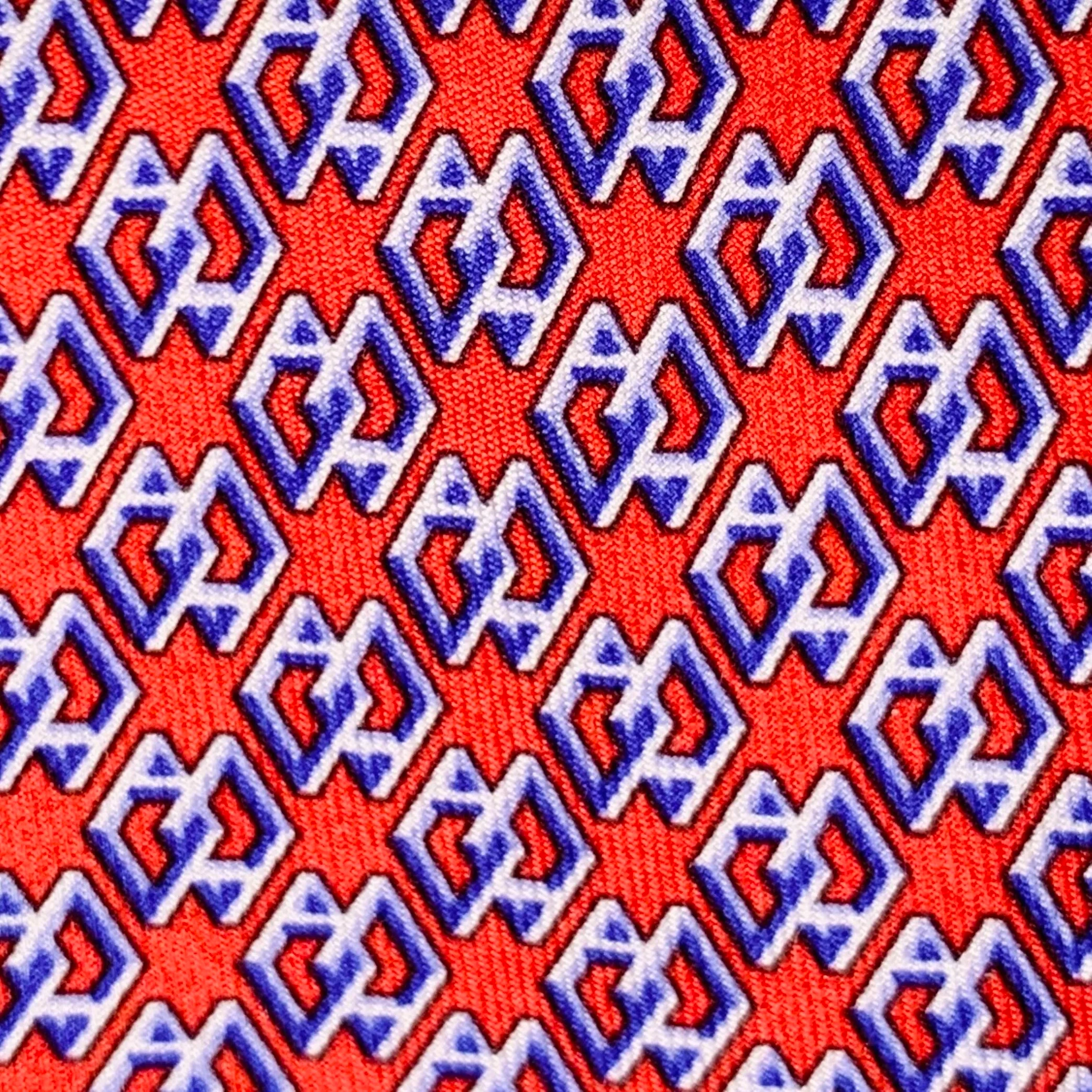 HERMES H Cube Red Blue Monogram Silk Tie - Image 2
