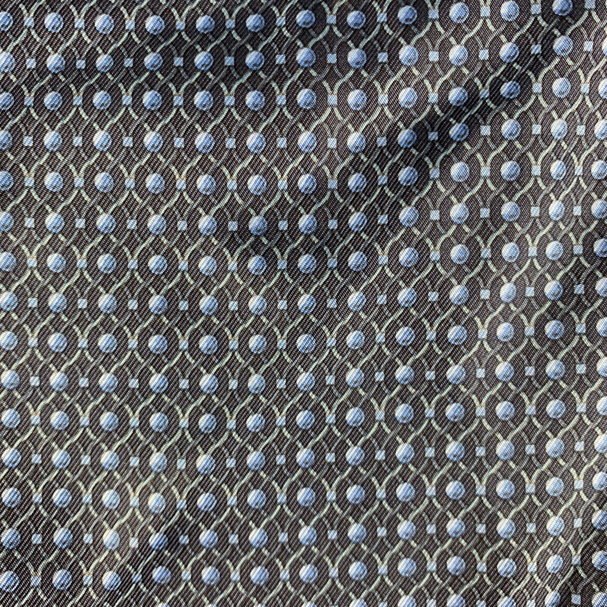 HERMES Navy Blue Dots Silk Twill Pocket Square - Image 6