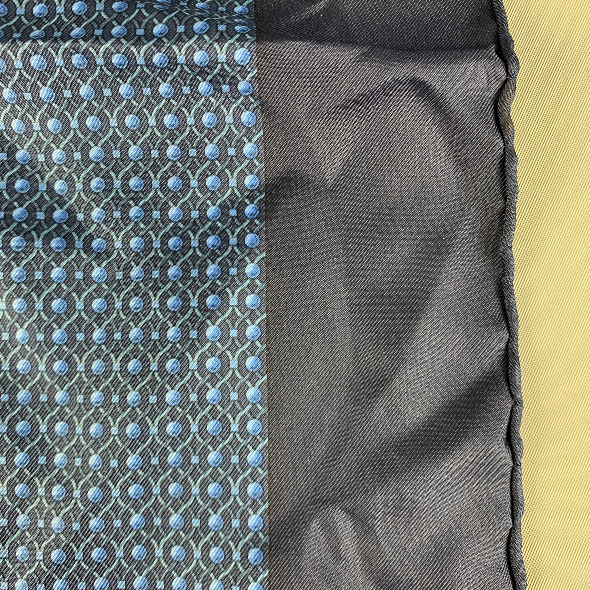 HERMES Navy Blue Dots Silk Twill Pocket Square - Image 7