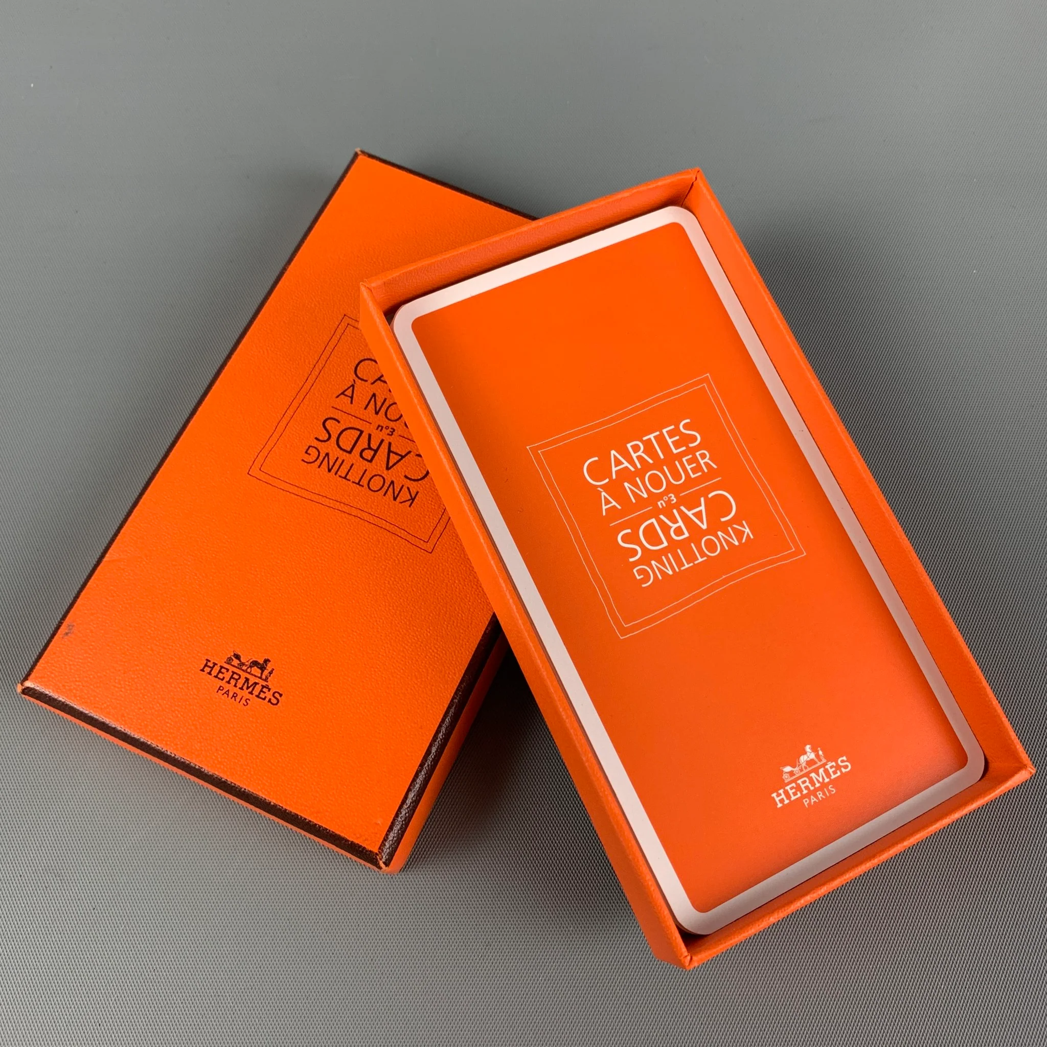 HERMES Orange Print Knotting Cards - Image 4