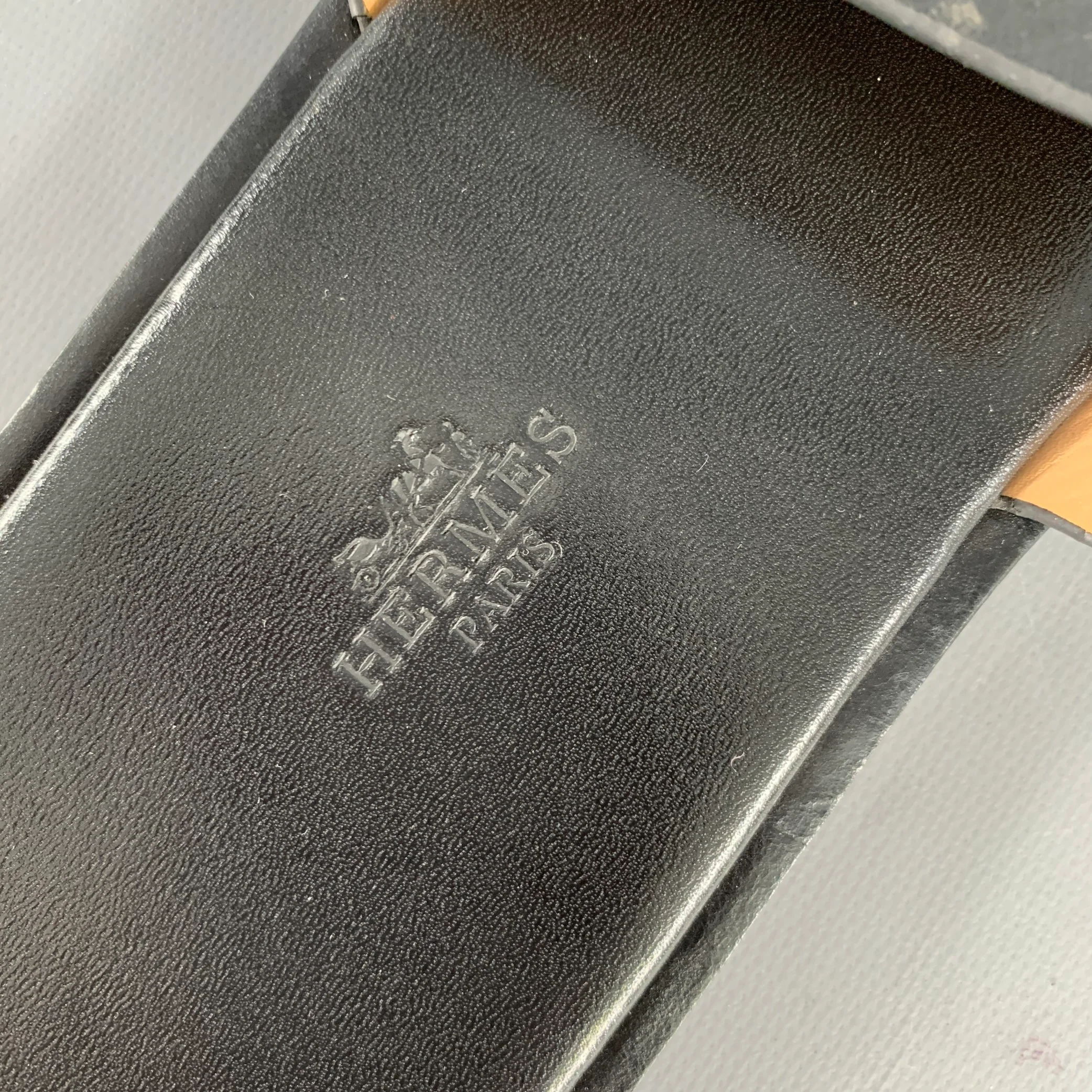 HERMES Size 11 Black Leather Slide Sandals - Image 7