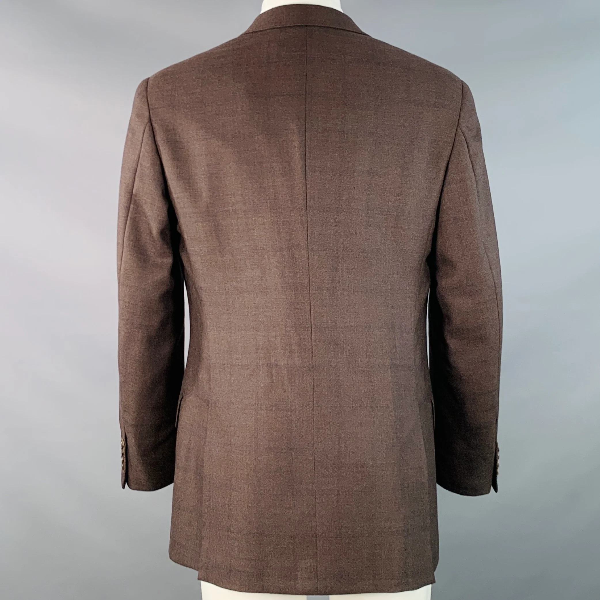 HERMES Size 40 Brown Navy Window Pane Wool Notch Lapel Sport Coat - Image 4