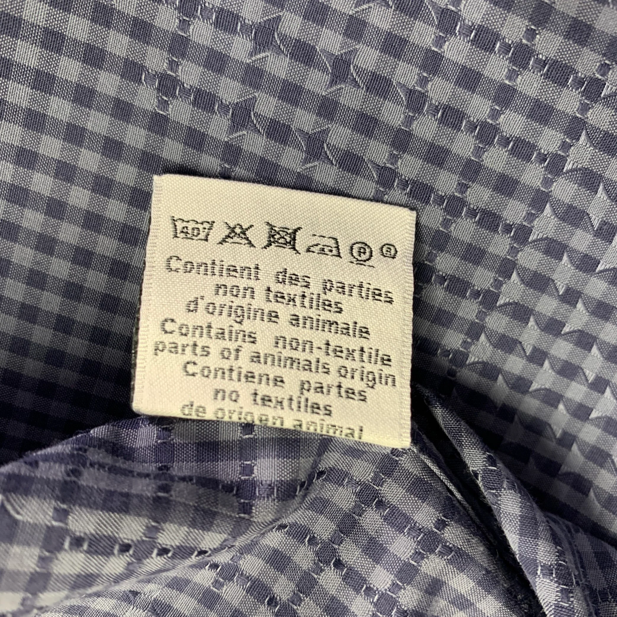 HERMES Size L Navy Blue Checkered Cotton Button Up Long Sleeve Shirt - Image 7