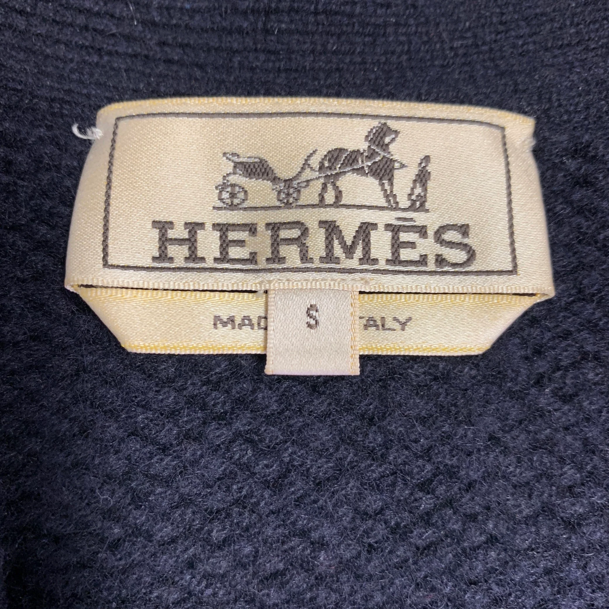 HERMES Size S Navy Knit Cashmere V-Neck Cardigan - Image 4